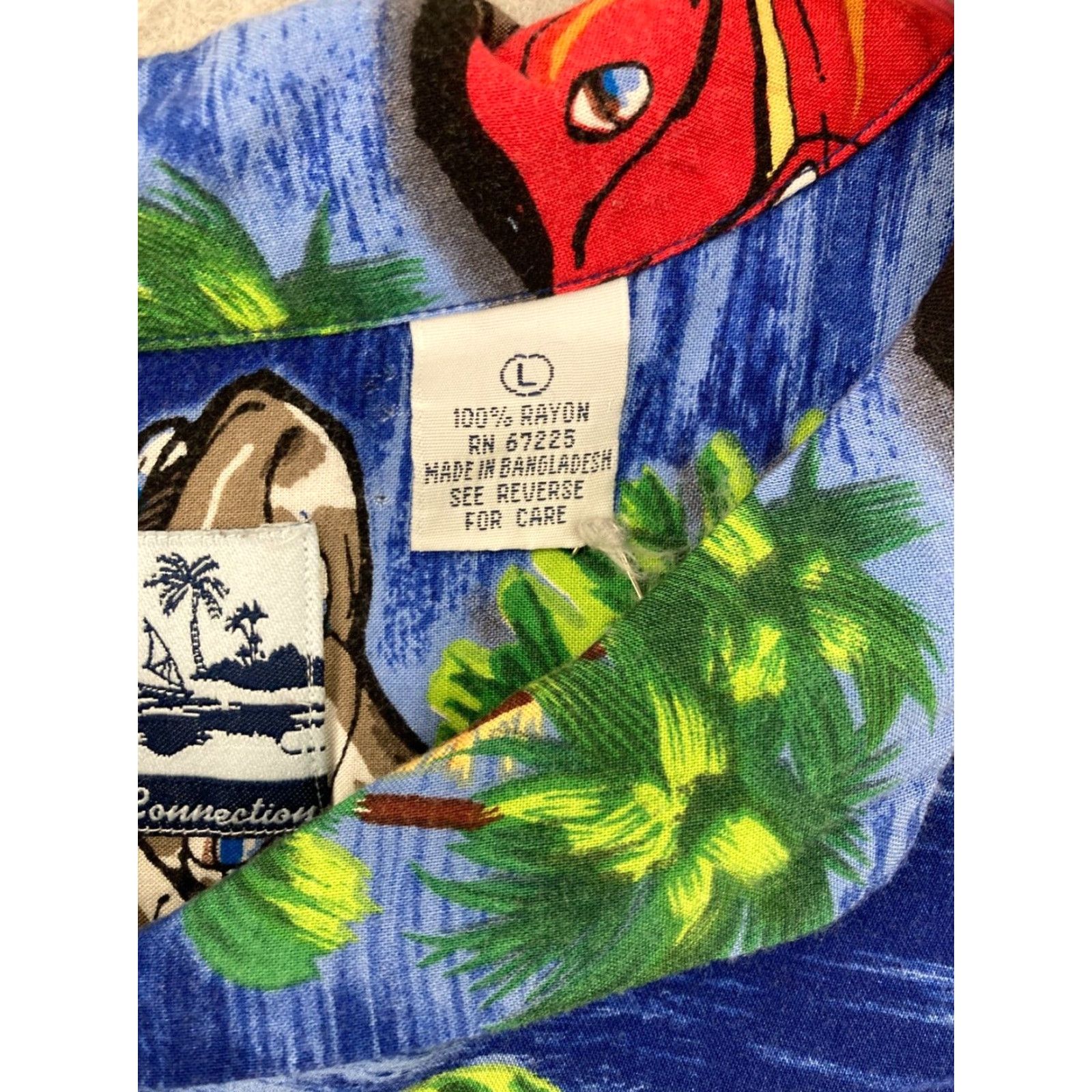 Vintage Pineapple Connection Mens Hawaiian Shirt L Adult Large Palm Tree Vintage Blue Button-Up Short Sleeve Casual Shirt Size US L / EU 52-54 / 3 - 6 Thumbnail