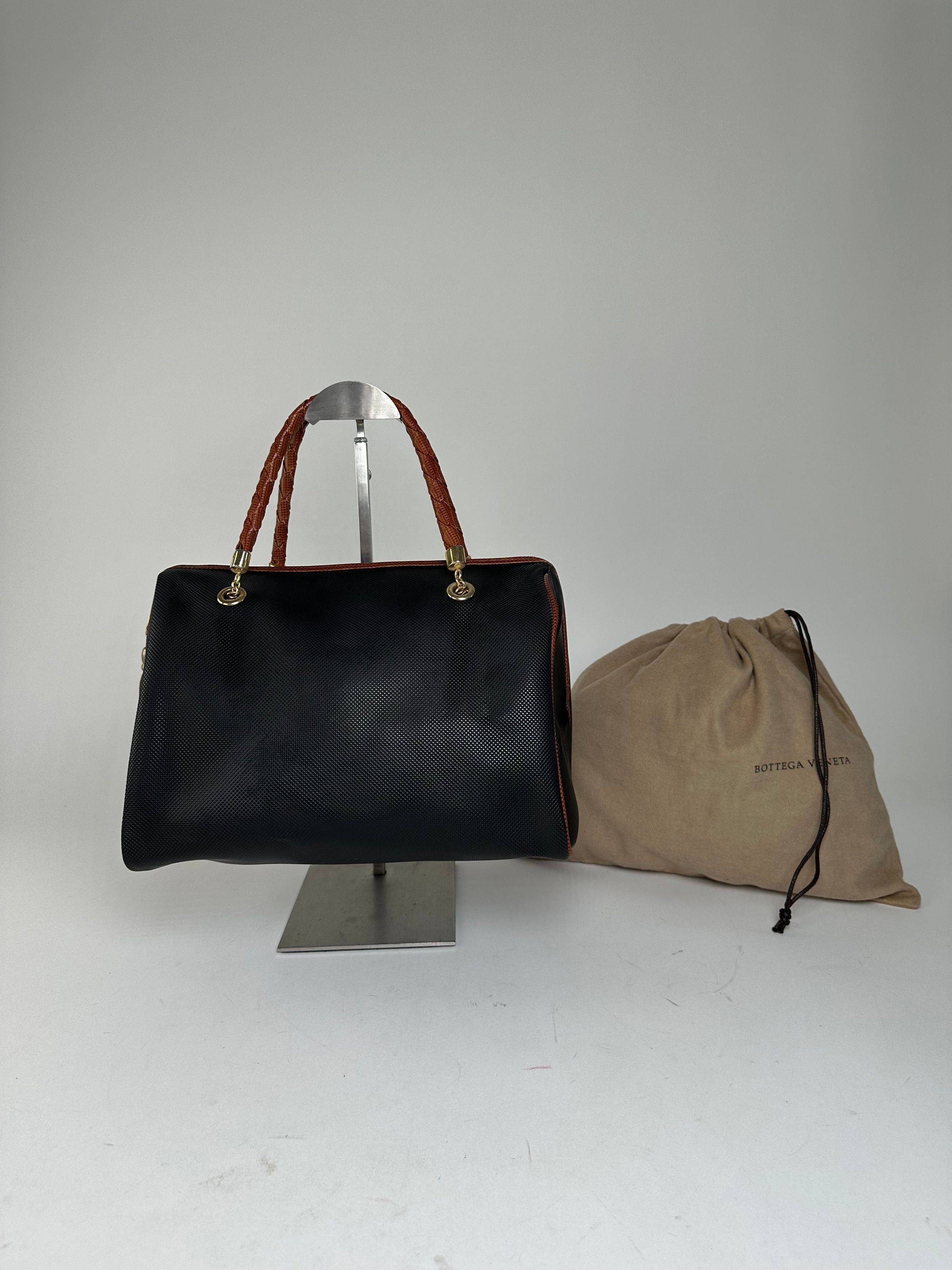 Bottega Veneta Vintage Leather Boston Bag Black Brown Size ONE SIZE - 1 Thumbnail