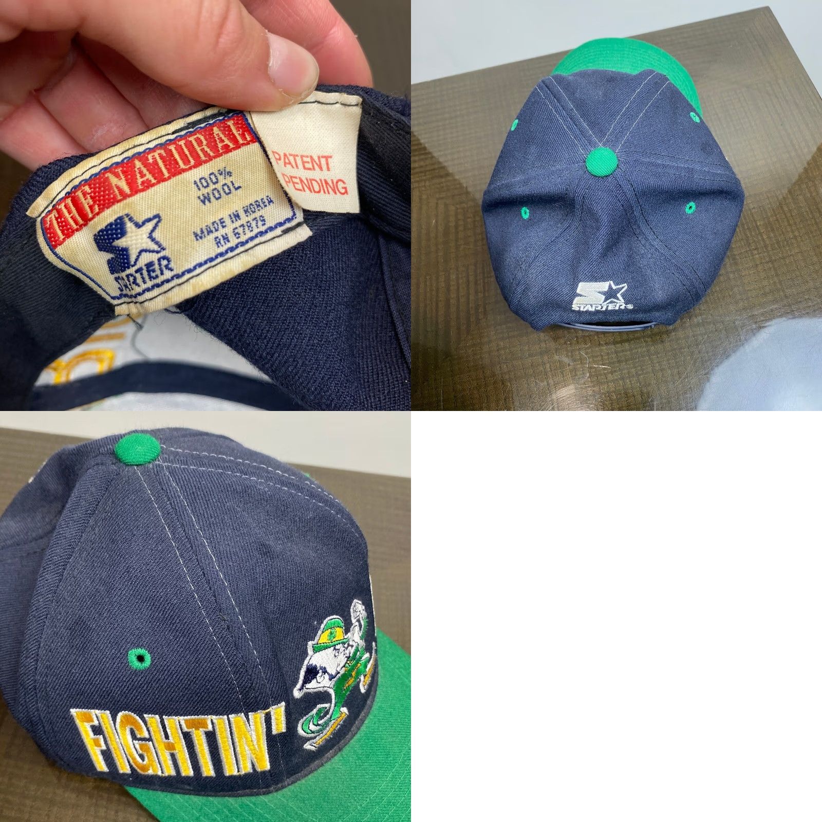 Starter VINTAGE Starter Notre Dame Fighting Irish Wool Snapback Hat 90s Blue One Size Men Size ONE SIZE - 8 Thumbnail
