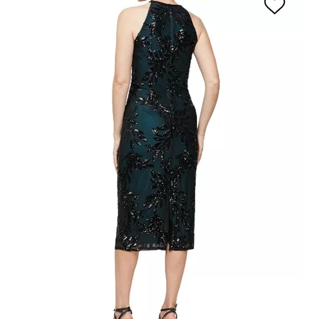 Alex Evenings NWOT Alex & Eve sequined halter midi sheath floral dress 10 Size M / US 6-8 / IT 42-44 - 3 Thumbnail