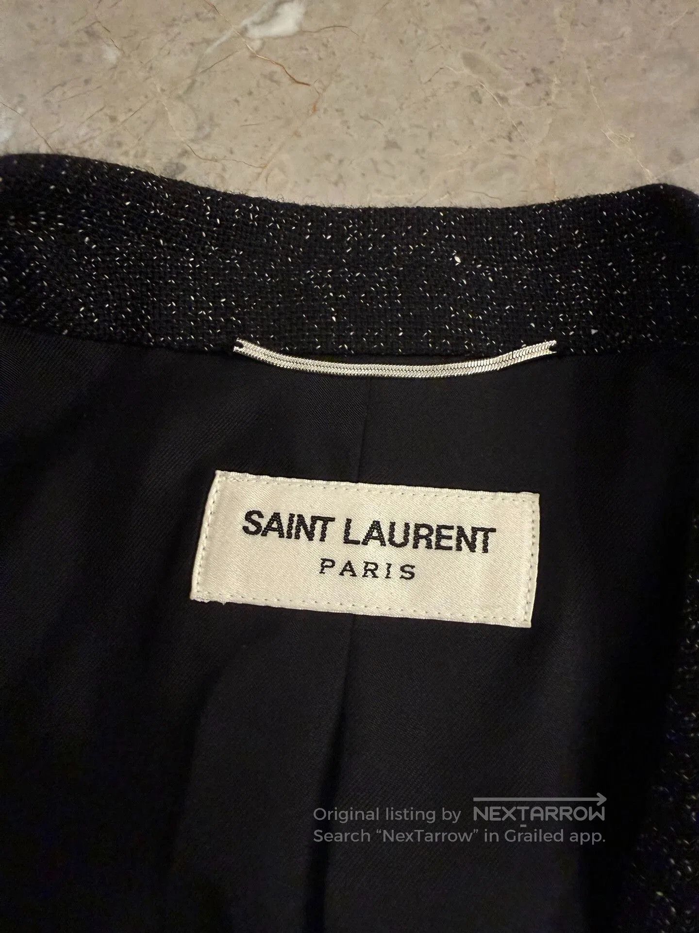 Saint Laurent Paris Saint Laurent Black Wool-Linen Blazer. Size US S / EU 44-46 / 1 - 5 Thumbnail