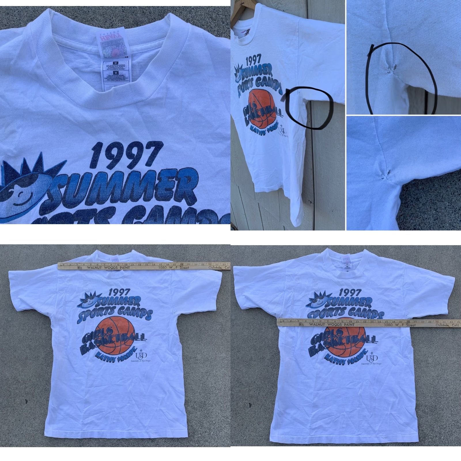 Fruit Of The Loom VINTAGE 1997 SUMMER SPORTS CAMPS GIRLS BASKETBALL University of San Diego t-shirt M White Cotton Nike? Size M / US 6-8 / IT 42-44 - 8 Thumbnail