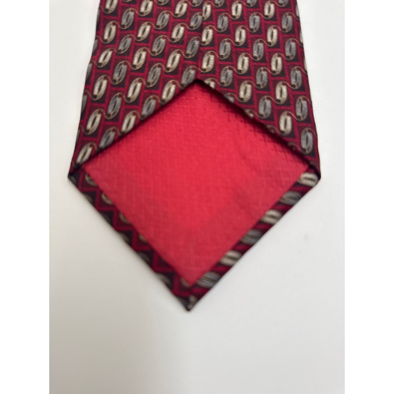 Zanetti Zanetti Silk Geometric Necktie Red Made in USA Classic Tie Size ONE SIZE - 7 Thumbnail