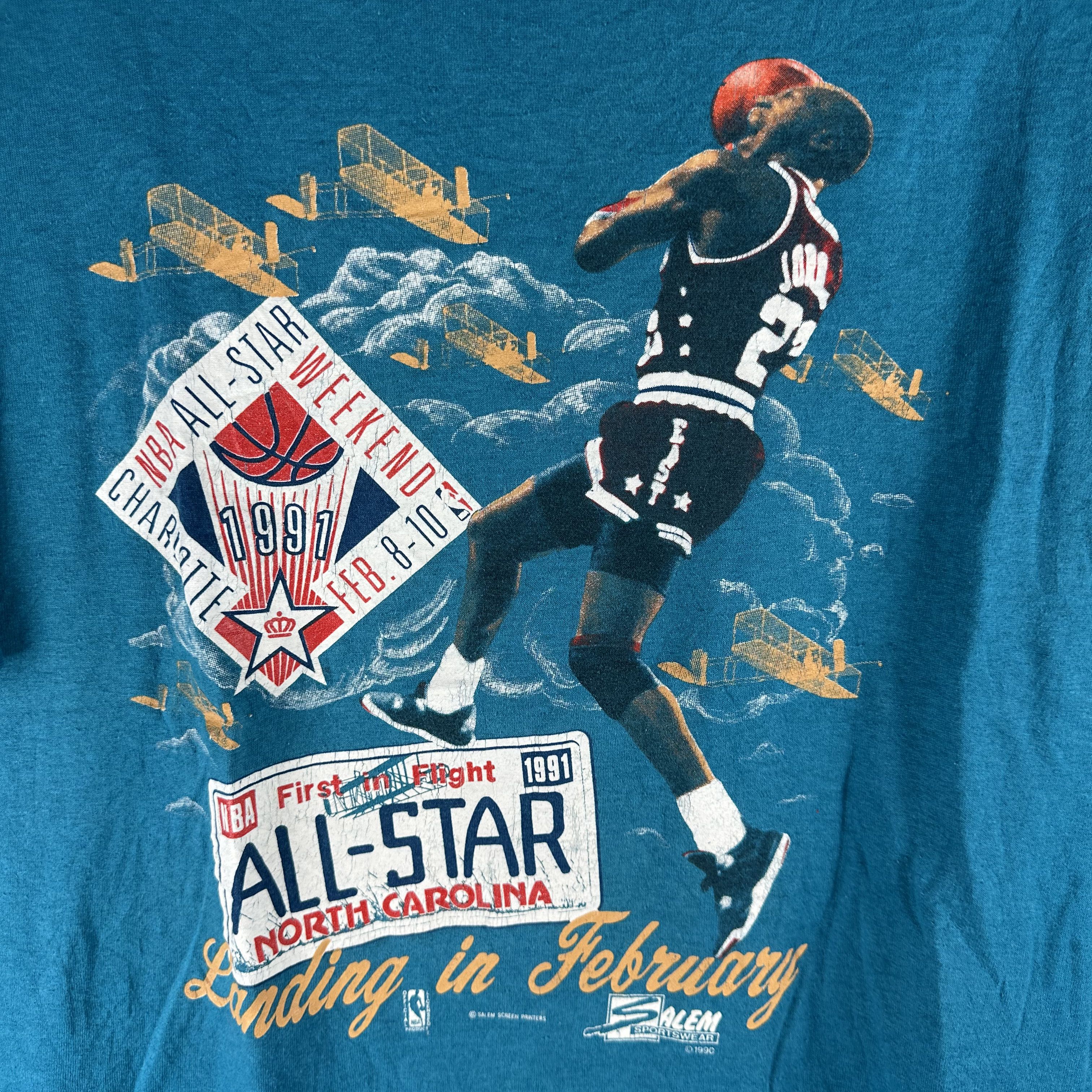 Vintage ​1991 NBA All-Star Weekend Michael Jordan Salem T-shirt Size US XL / EU 56 / 4 - 2 Thumbnail