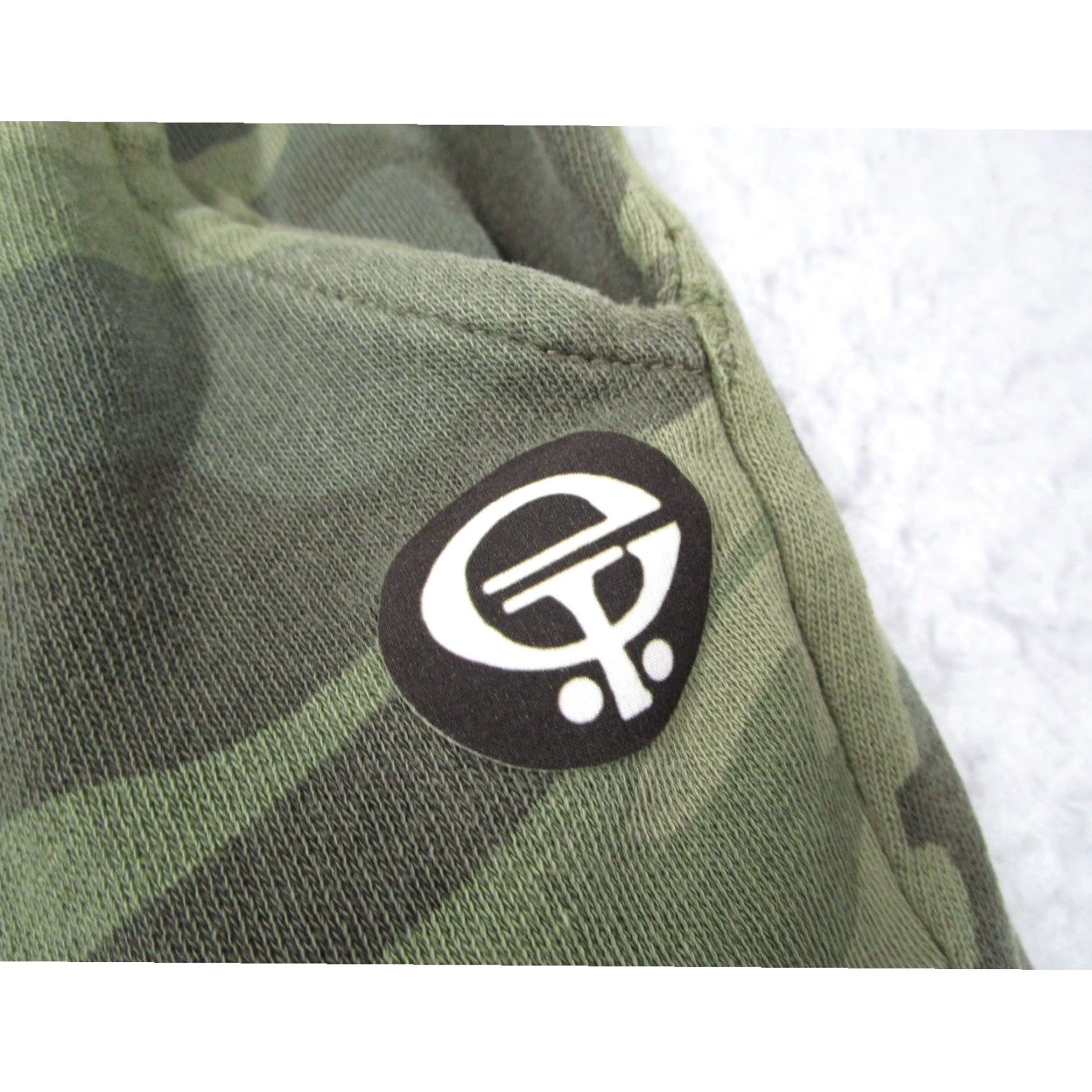 Vintage ET Surf Joggers Mens L Camouflage Cotton Blend Fleece Pockets Drawstring Elastic Waist Green Tapered Leg Army Military 26in Inseam Size US 33 - 4 Thumbnail