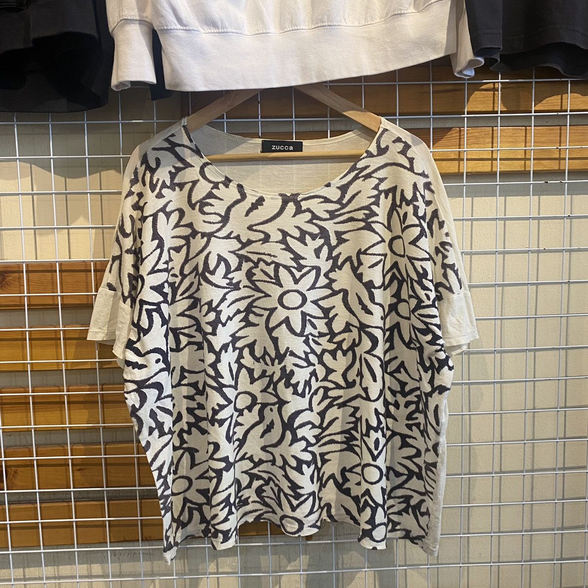 CABANE de ZUCCa × Japanese Brand Vtg Zucca Floral See Through Boxy Oversized T-Shirts Size US M / EU 48-50 / 2 - 1 Thumbnail