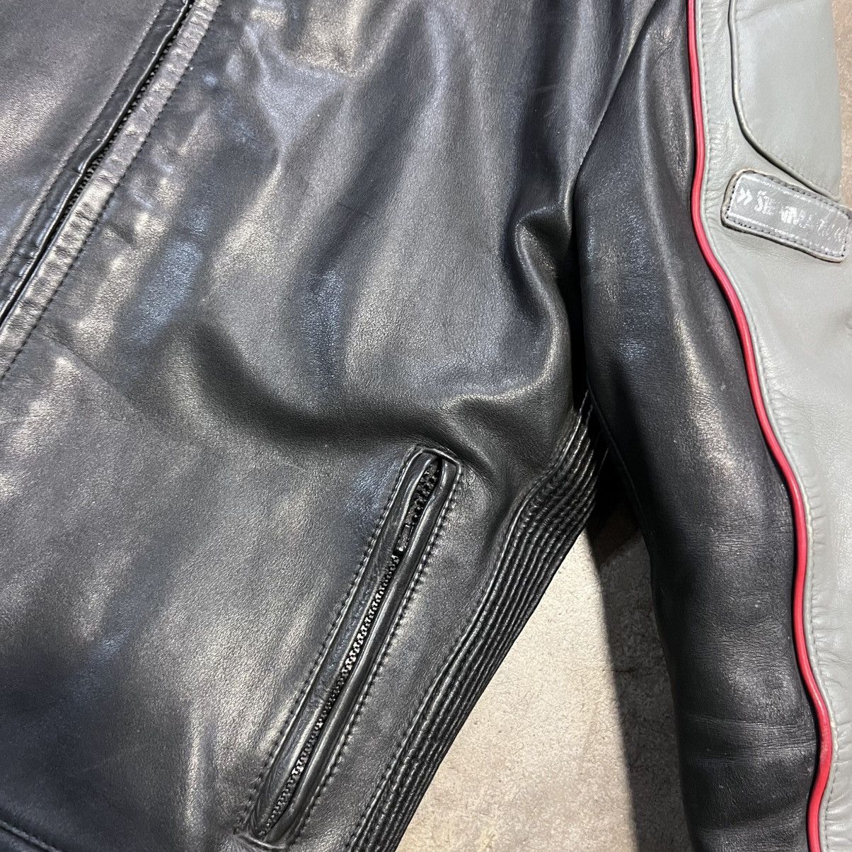 Vintage Vintage Steinmark Leather Jacket Biker Motorcycle Striped Size US M / EU 48-50 / 2 - 8 Thumbnail