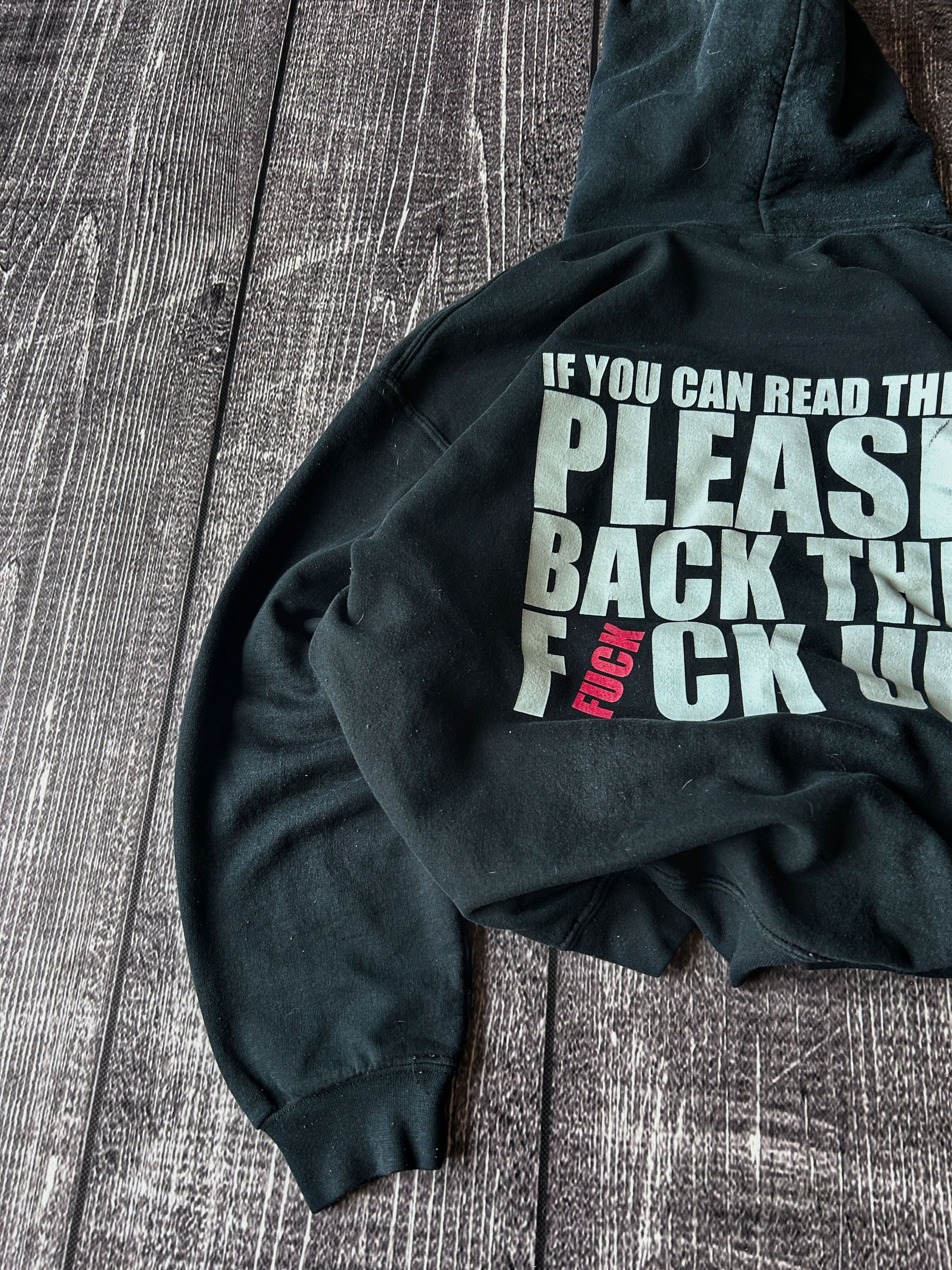 Vintage Graphic Black Cropped Hoodie “Please Back The F*ck Up” Print Size US L / EU 52-54 / 3 - 2 Thumbnail
