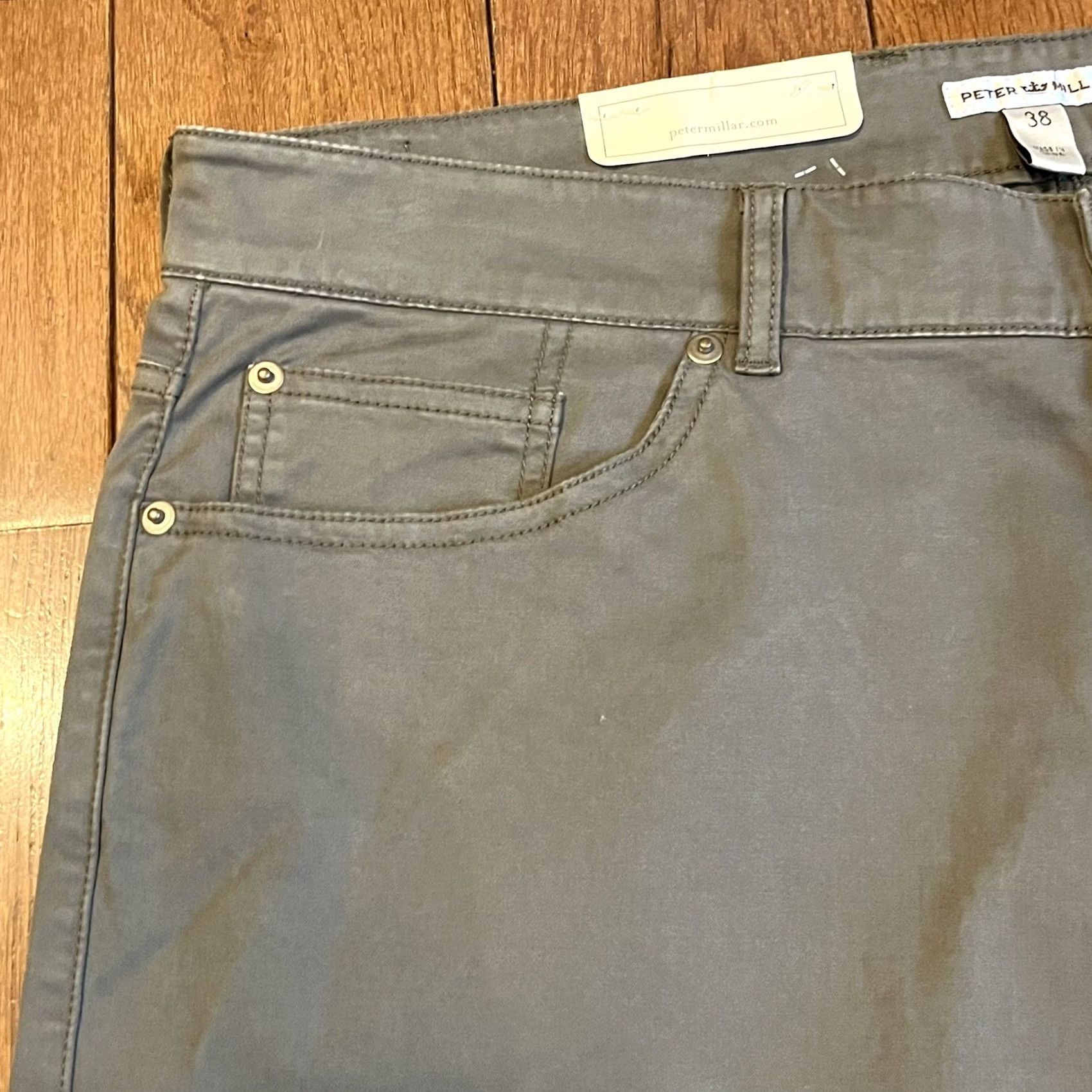 Peter Millar VINTAGE NWT Peter Millar Flat Front Khaki Pants Granite Cotton Stretch MF15B93 38x34 Mens Pants Size US 38 / EU 54 - 4 Thumbnail