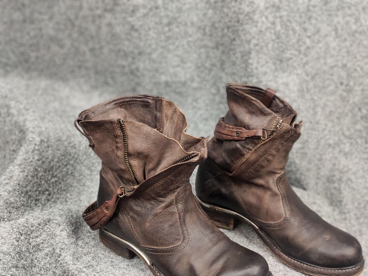 A.S.98 Airstep 98 Design Zipper Brown Leather Ankle Women Boots Size US 7 / IT 37 - 14 Thumbnail