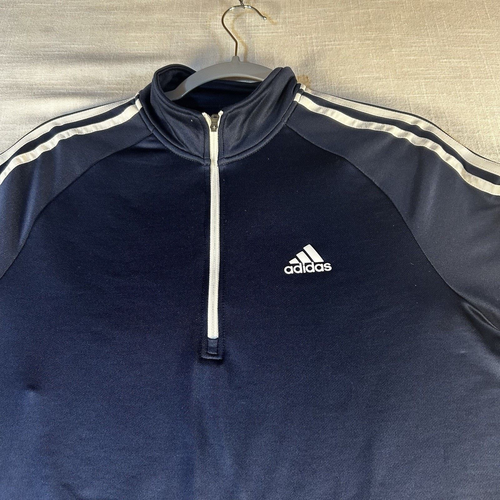 Adidas Adidas Mens 3-Stripes Golf Quarter Zip Pullover Blue Sz S Size US S / EU 44-46 / 1 - 2 Thumbnail