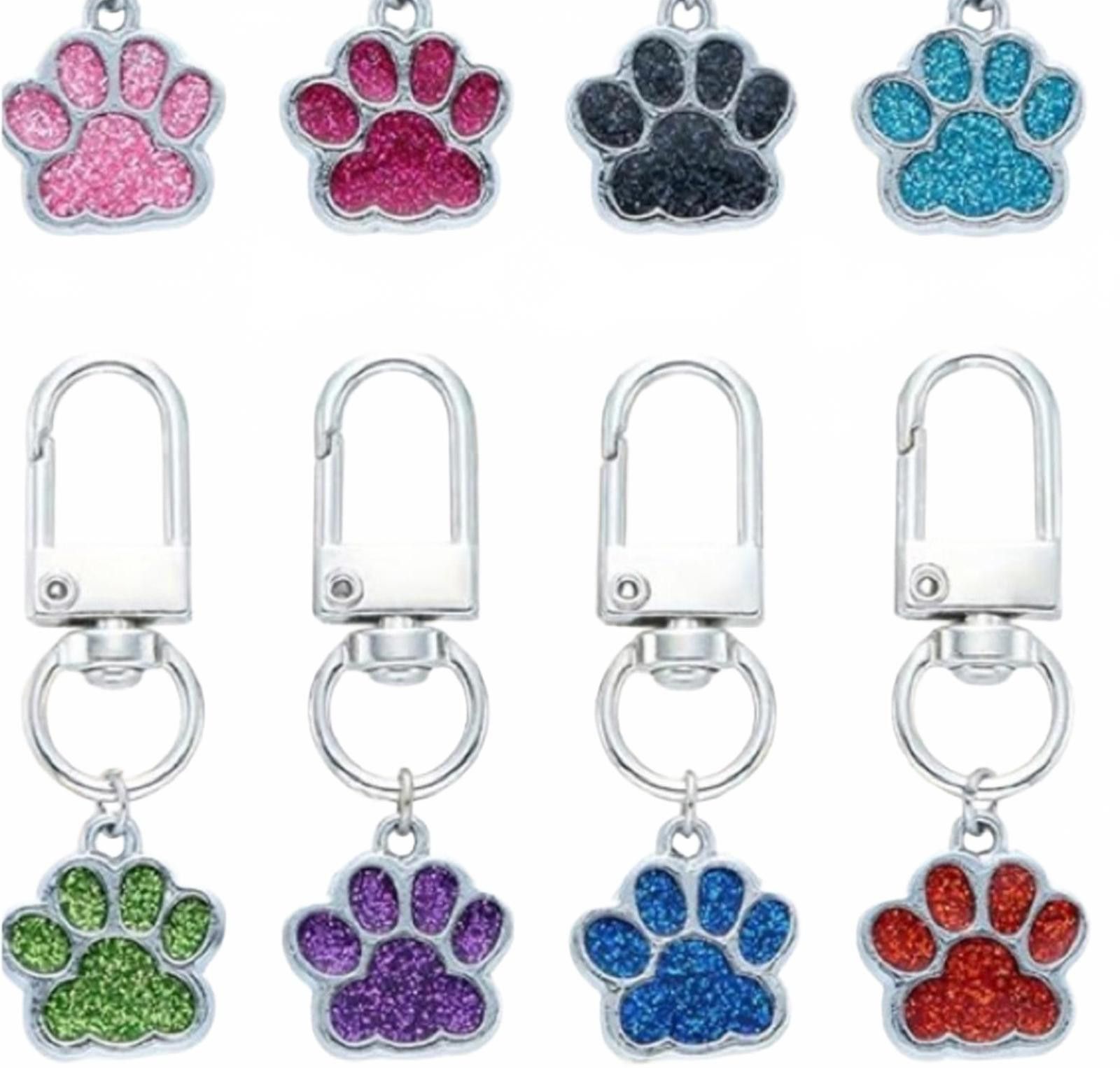 Other 1 PC Dark Blue Keychain Paw Animal Print Bag Charm Glitter Size ONE SIZE - 1 Thumbnail