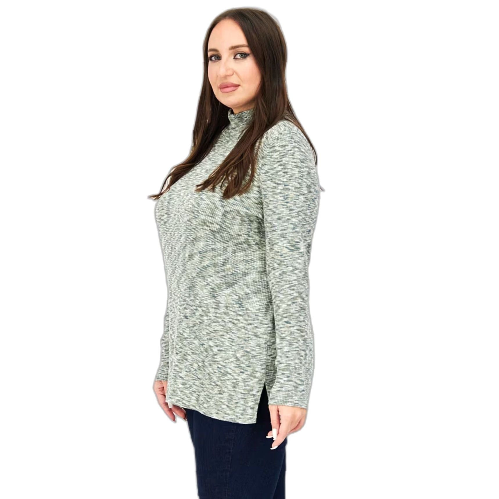 Market Market & Spruce Sweater Women's L Green Knit Turtle Neck Pullover W 36 Casual, Comfortable, Bohemian, City, Classic Women’s Knit Pullover Size L / US 10 / IT 46 - 2 Thumbnail