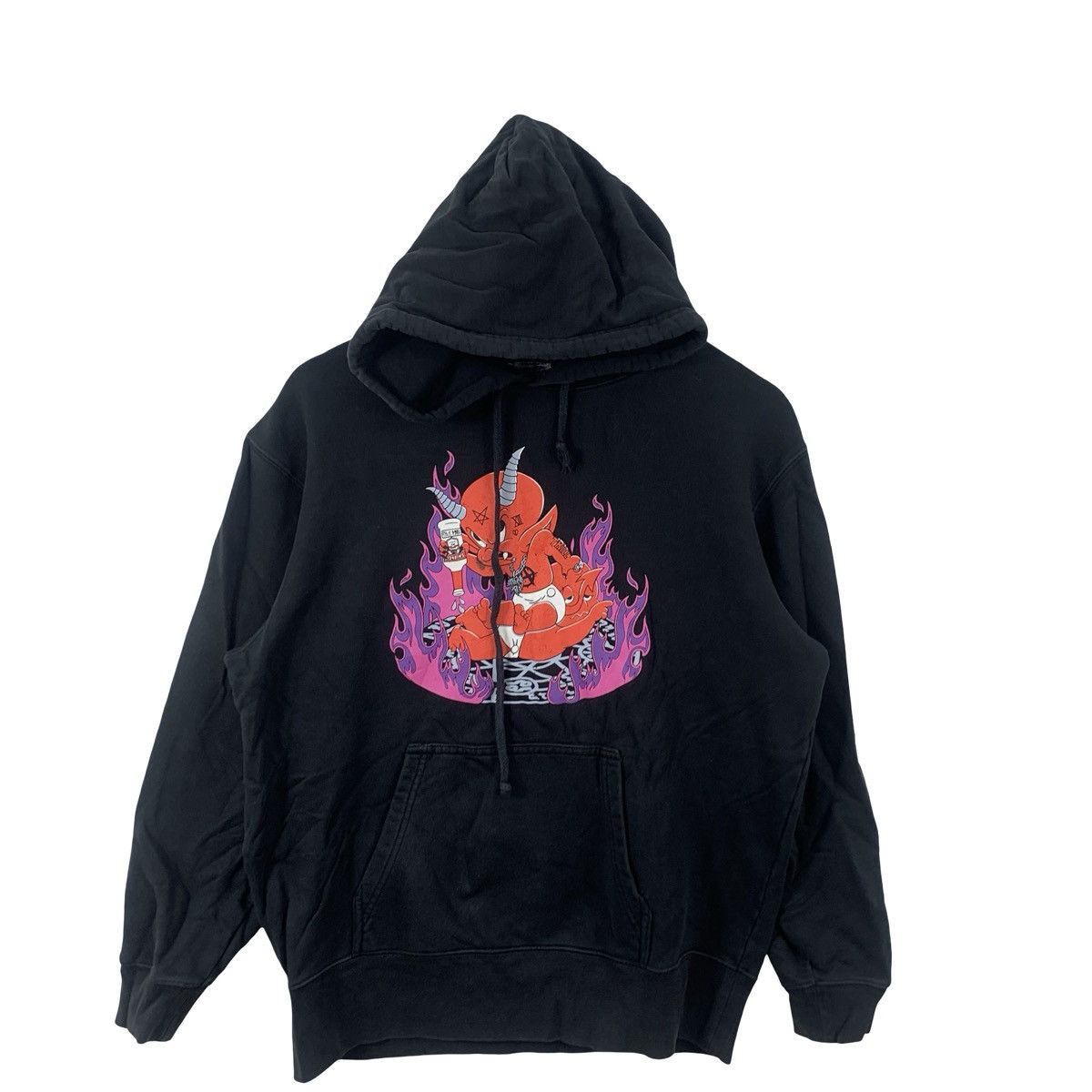 Anime Vintage DEMON FLAME AMINE Graphic Hoodie Streetwear Size US XL / EU 56 / 4 - 5 Thumbnail