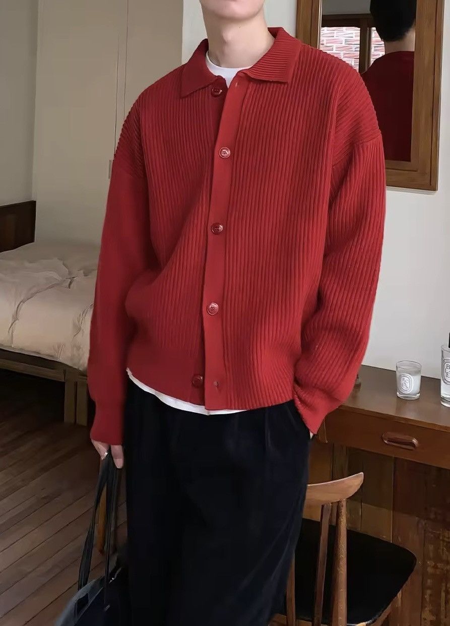 Other Knitted Casual Solid Red Loose Cardigan Sweater Size US XL / EU 56 / 4 - 1 Thumbnail