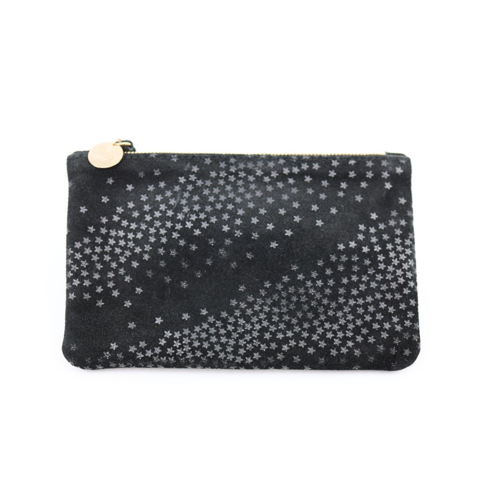 Clare V. NWoT CLARE V. Black Suede Star Print Zip Clutch Bag $275 Size ONE SIZE - 1 Thumbnail