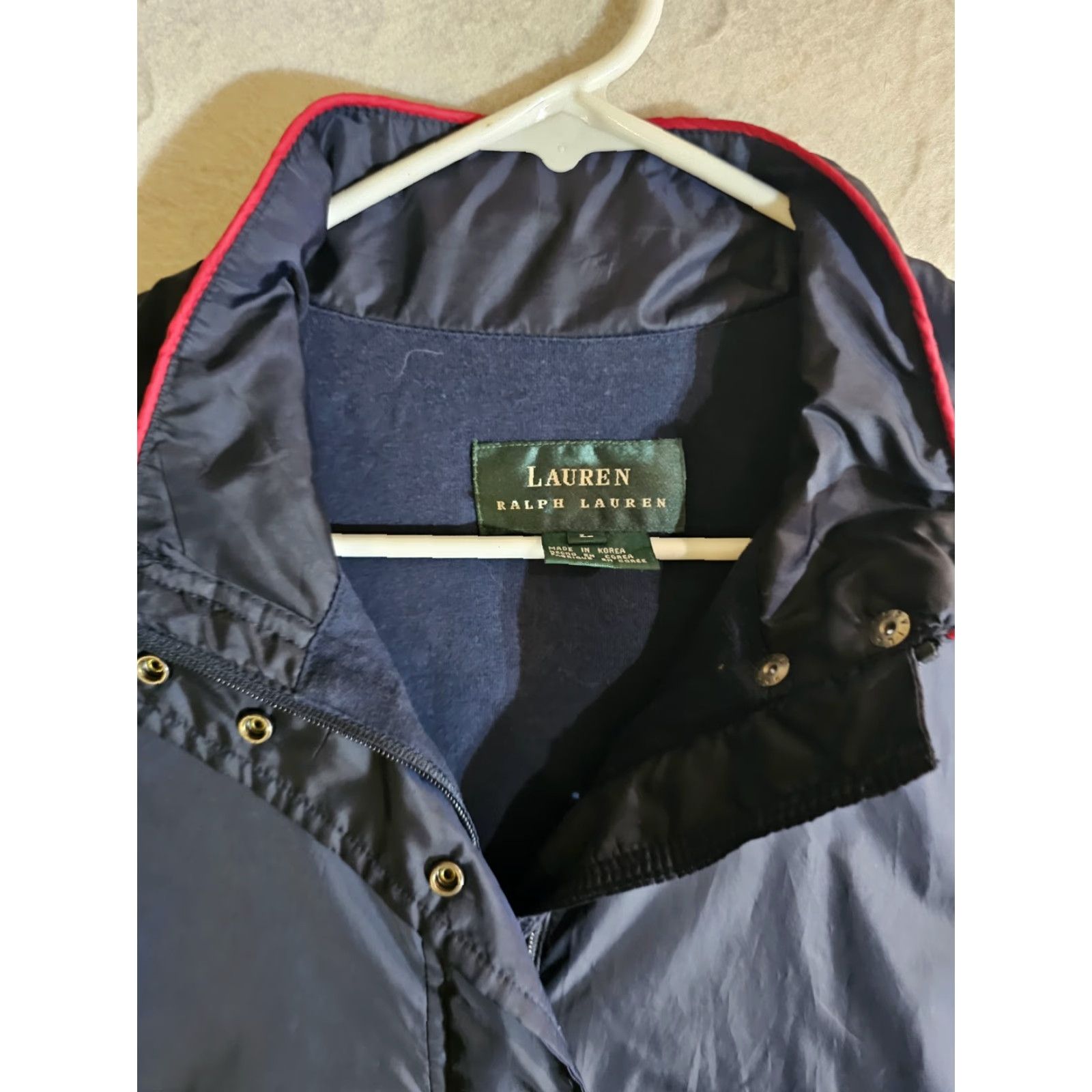 Polo Ralph Lauren VINTAGE Lauren Ralph Lauren Windbreaker Jacket Mens 90s Navy Red Piping Size Lg Blue Logo Zipper Full Zip Pockets Casual Travel Size US L / EU 52-54 / 3 - 3 Thumbnail