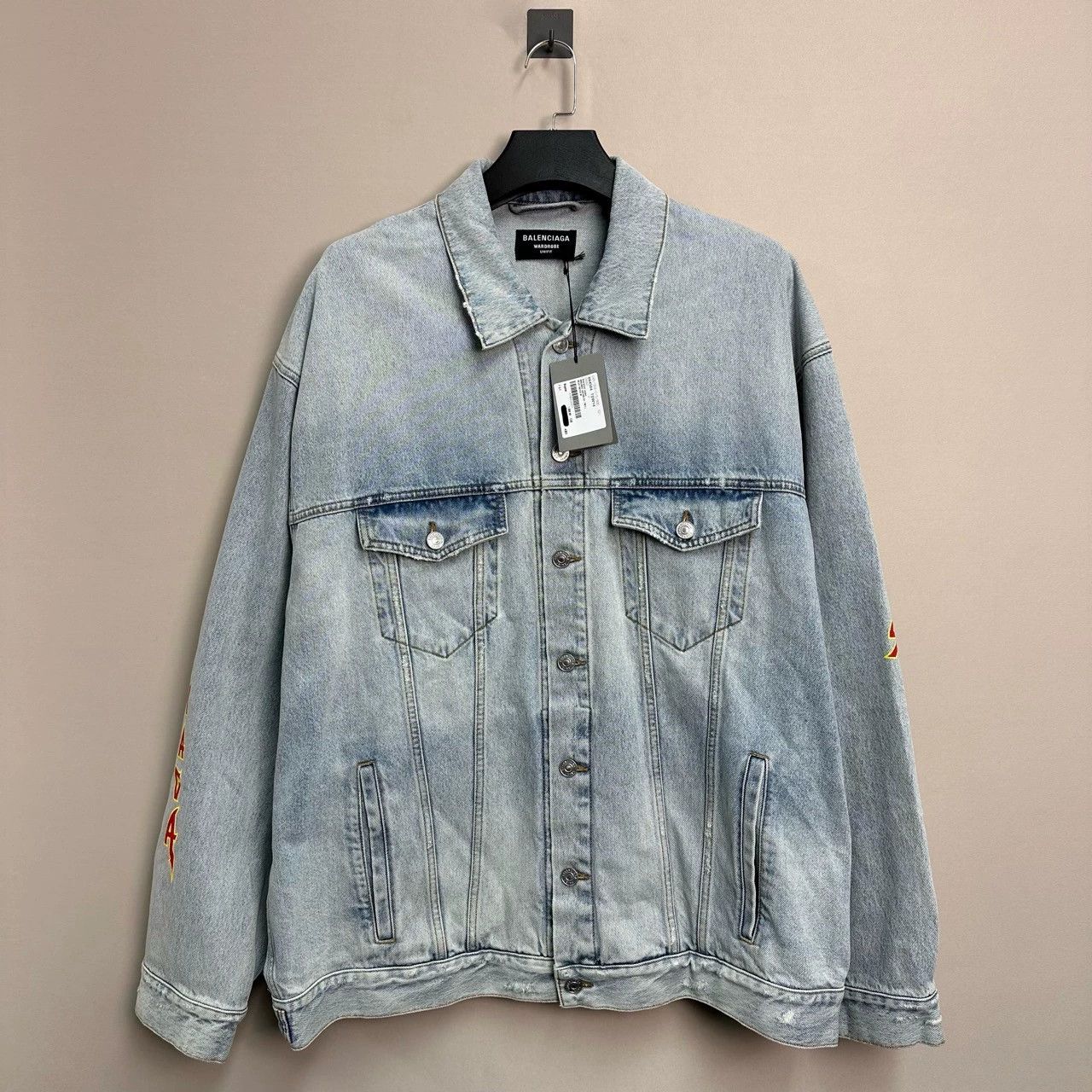 Balenciaga Denim Jacket with Flame Logo