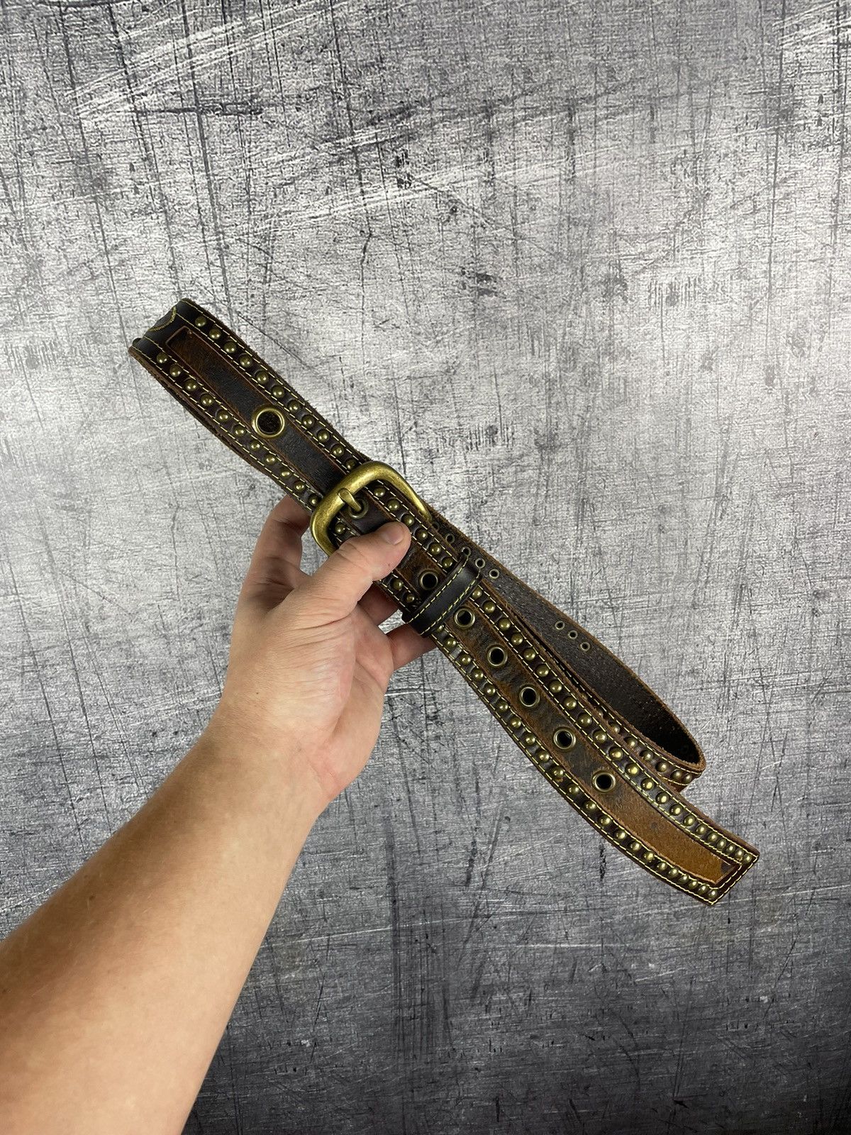 Ed Hardy Ed Hardy Vintage Hand Made Leather Studded Belt Size ONE SIZE - 4 Thumbnail