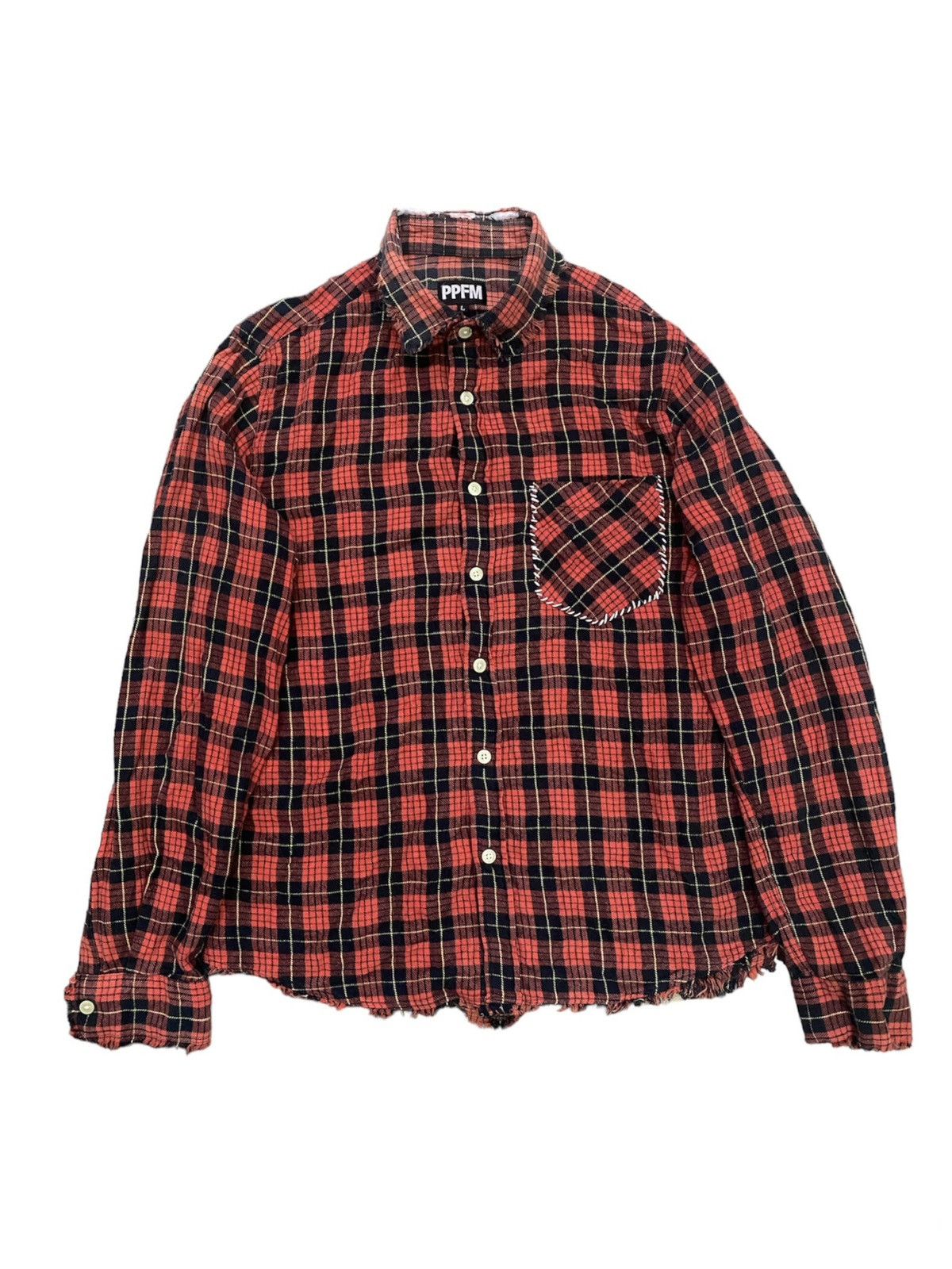 PPFM PPFM Distressed Design Flannel Button Up Shirt Size US L / EU 52-54 / 3 - 1 Thumbnail