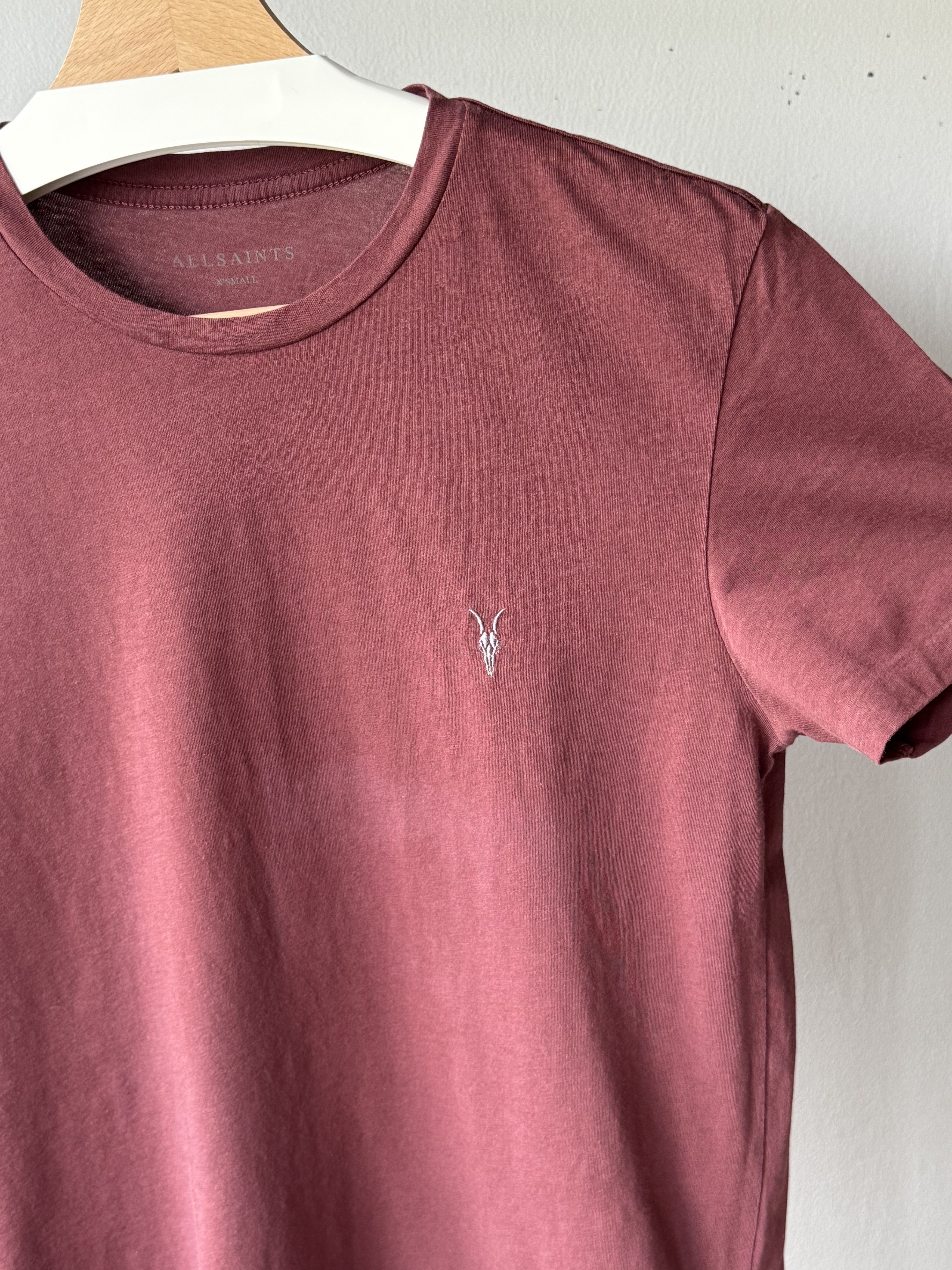 Allsaints Allsaints Tonic SS Crew Neck Burgundy Cotton Logo T-Shirt Size US XS / EU 42 / 0 - 10 Thumbnail