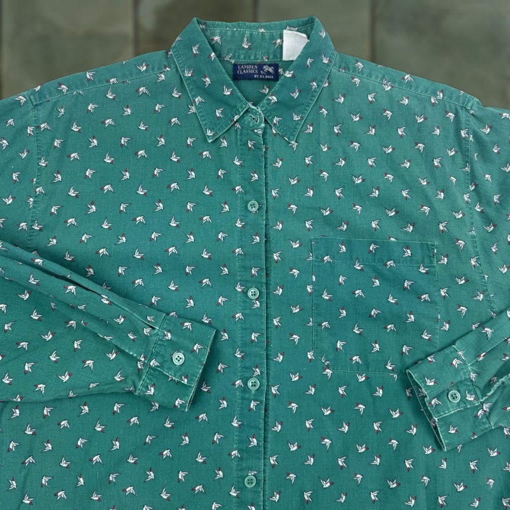 Vintage VINTAGE Camden Classics Bird Printed Button-Up Shirt Womens Large Green 90s Casual Size L / US 10 / IT 46 - 1 Thumbnail