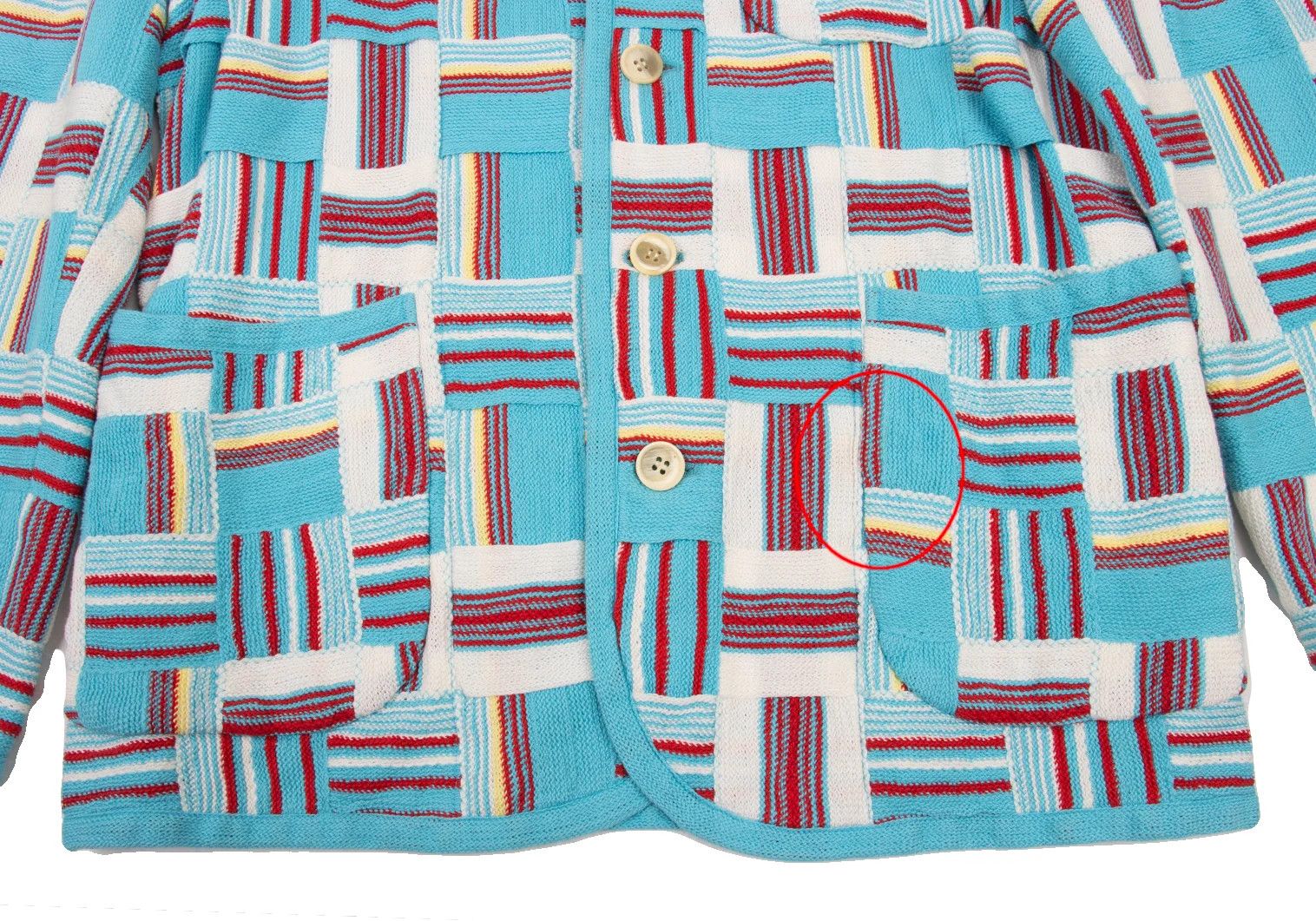 Issey Miyake Cotton Stripe Knit Patchwork Design Jacket in White and Blue Size US XL / EU 56 / 4 - 12 Thumbnail