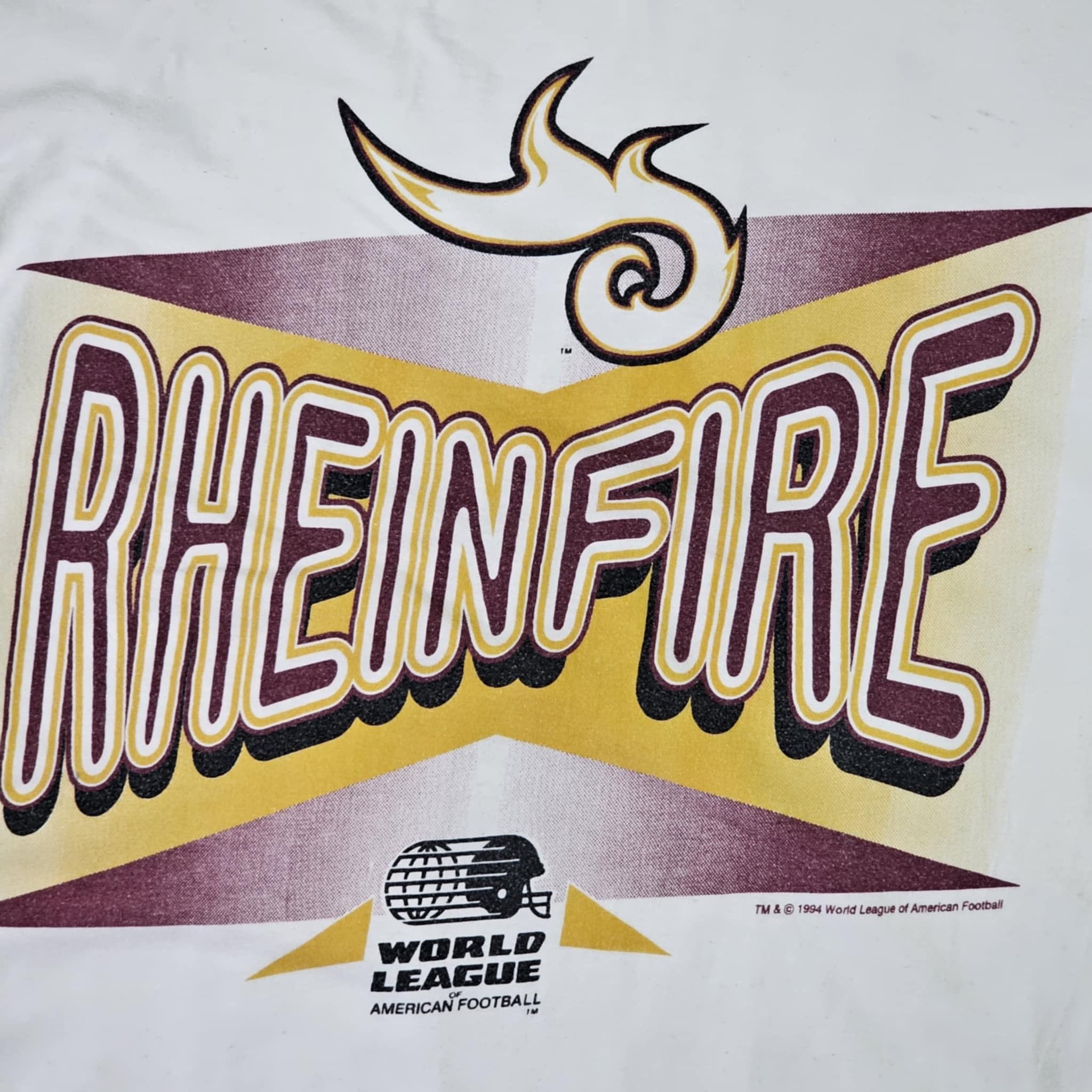 Reebok × Vintage Rhein Fire 90s World League of American Football T-Shirt Size US XXL / EU 58 / 5 - 2 Thumbnail