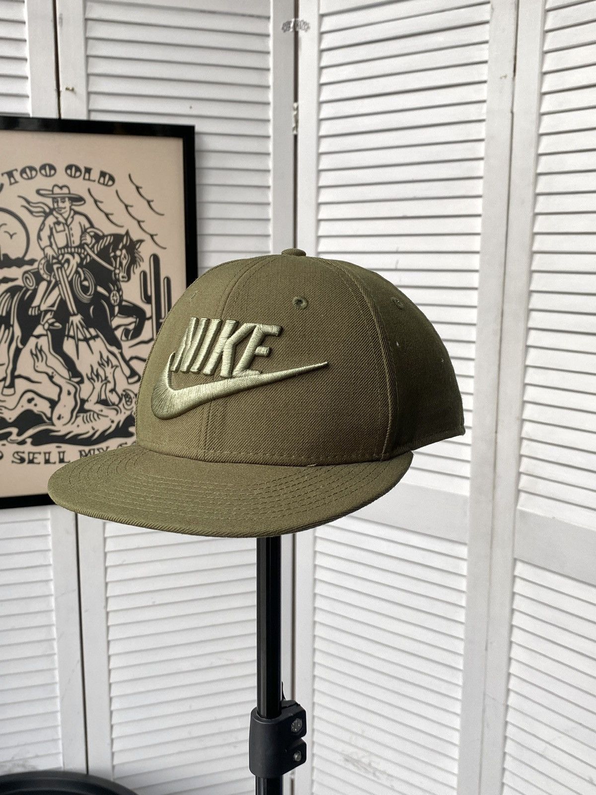 Nike Nike Pro Big Logo Swoosh Snapback 3D Khaki Cap Hat Size ONE SIZE - 4 Thumbnail