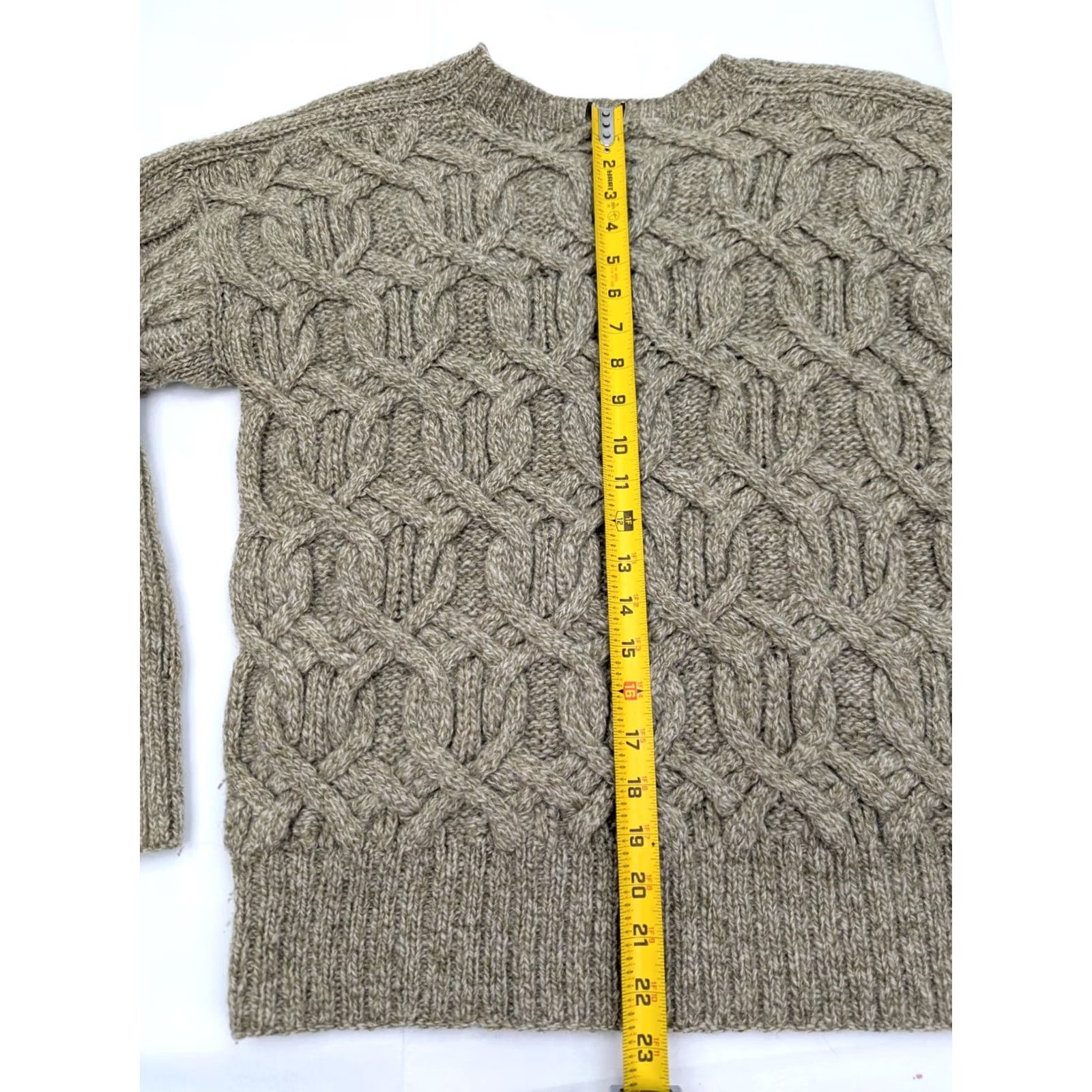 American Eagle Outfitters VINTAGE American Eagle Sweater Shetland Wool Chunky Cable Knit Crew Neck Beige Men L Size US L / EU 52-54 / 3 - 7 Thumbnail