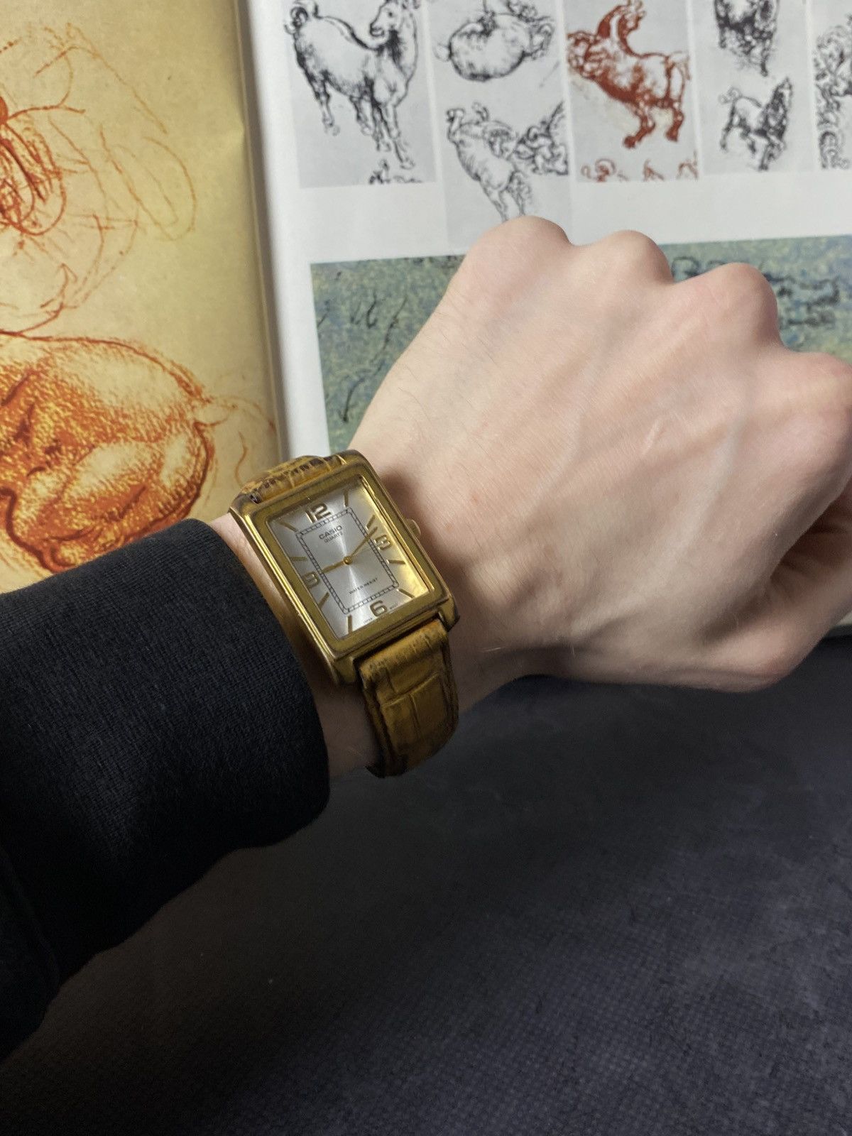 Casio Casio MTP-1234 Gold Tank Watch Square Roman Dial Size ONE SIZE - 1 Thumbnail