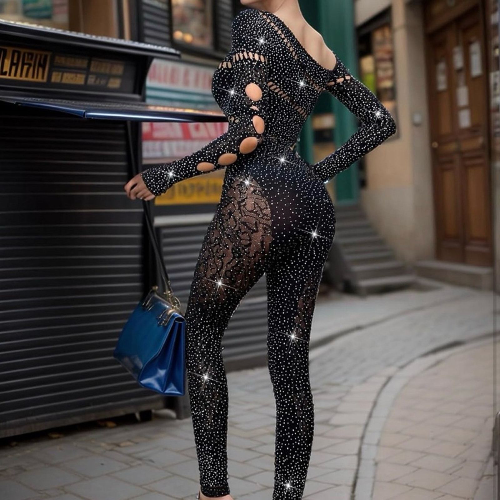 Other New Elegant Black Rhinestone Jumpsuit one size Size 27" / US 4 / IT 40 - 3 Thumbnail