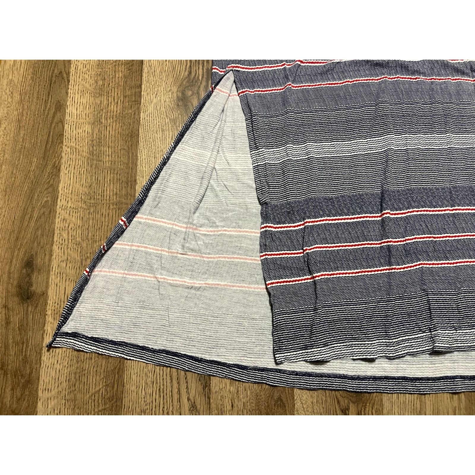 Vintage Design History Skirt, Women's Size Small, Tie Waist, Side Slit, Blue Red White, Striped, A-Line, Long, Casual, Regular, Women, SKirt Size 28" / US 6 / IT 42 - 5 Thumbnail