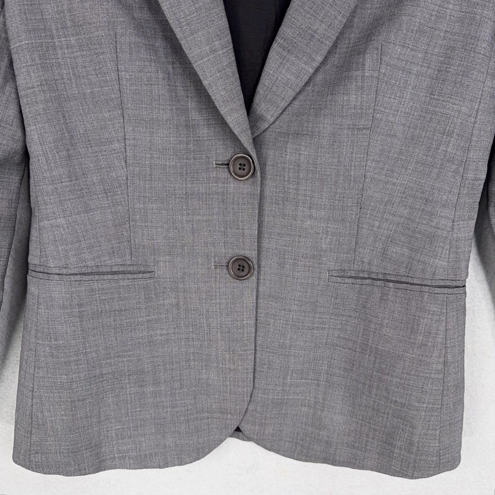 Theory Theory Blazer Womens 2 Gray Wool Blended Lined Notch Two-Button Front Jacket Office Career XS-XL Size XS / US 0-2 / IT 36-38 - 3 Thumbnail