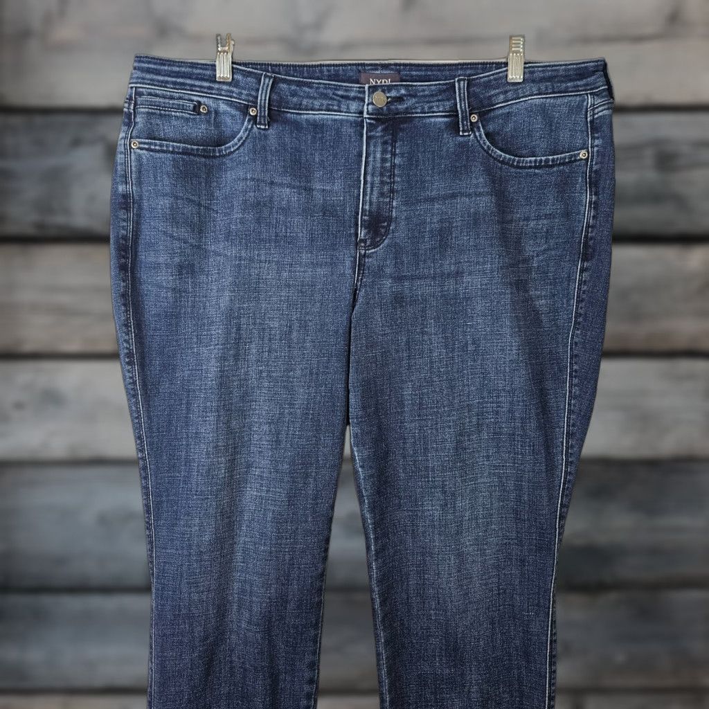 NYDJ NYDJ Jeans Ankle Womens 18W Plus Size Blue 18W High Rise Medium Wash Denim Cotton Blend Size 40" / US 18 - 1 Thumbnail