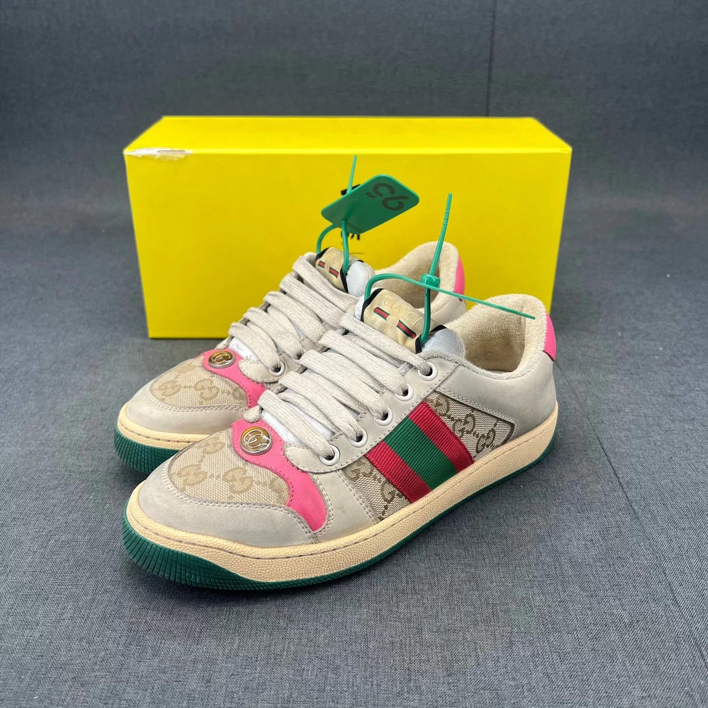 Gucci Gucci Rhyton ebony pink 36 sneaker with box like new Size US 6 / IT 36 - 1 Thumbnail