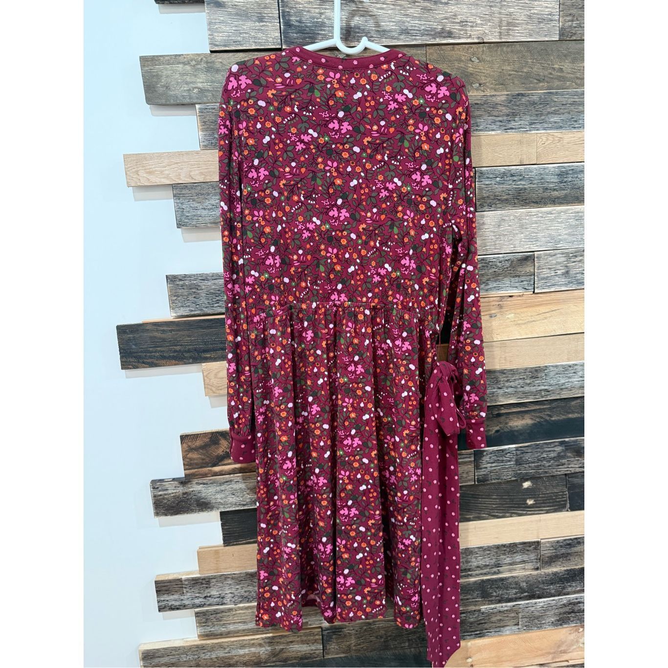 Talbots Talbots Womens Floral Contrast Belted Dress Long Sleeve Slit Size L / US 10 / IT 46 - 3 Thumbnail