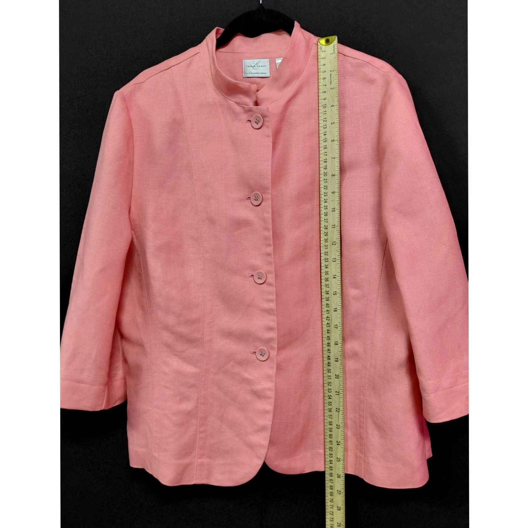 Vintage Emma James Blazer Linen Blend Pink Solid 3/4 Sleeve Size 16 Women Size XXL / US 16-18 / IT 52-54 - 7 Thumbnail