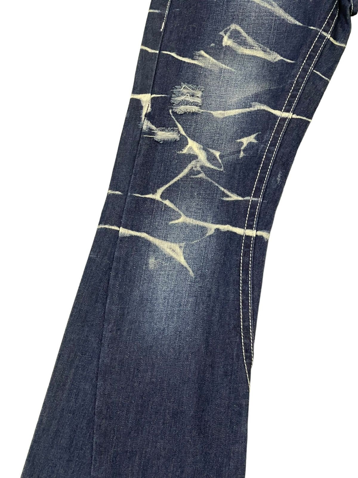 Japanese Brand Flare Jeans Black Crown Faded Distress Boot Cut 8🟦7 Size US 28 / EU 44 - 6 Thumbnail