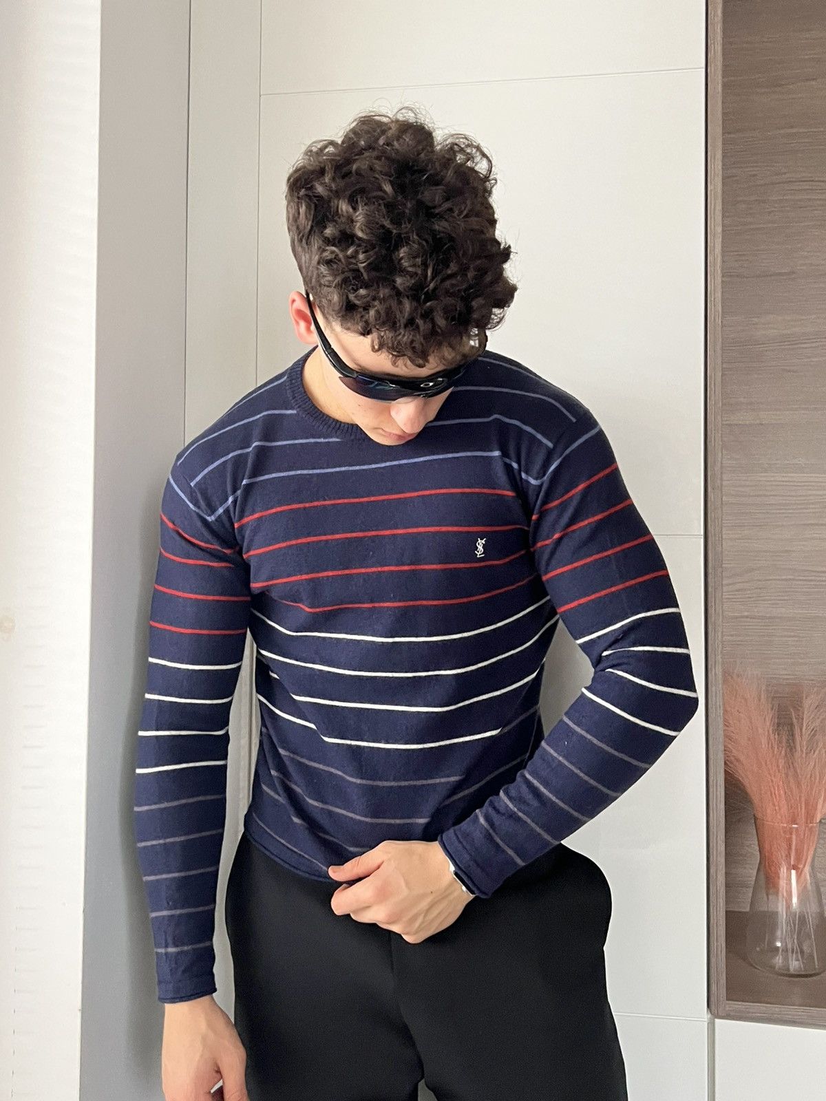 Yves Saint Laurent ‼️Vintage YSL YvesSaintLaurent Wool Knit Logo Sweater ‼️ Size US M / EU 48-50 / 2 - 18 Thumbnail