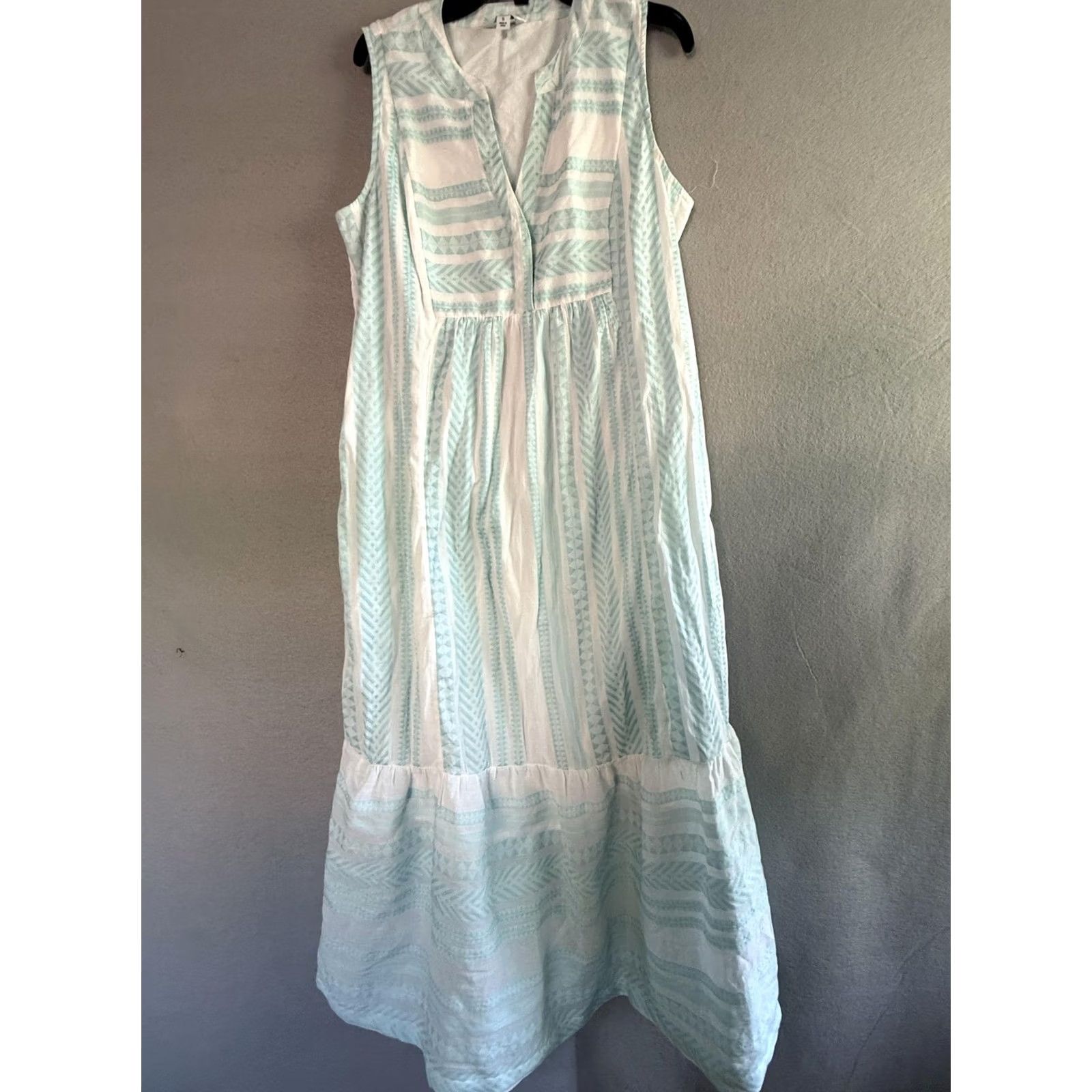 Vintage Crown & Ivy Dress Sundress Womens Small White Chevron V Neck Maxi Pockets Boho Sundress Size S / US 4 / IT 40 - 2 Thumbnail