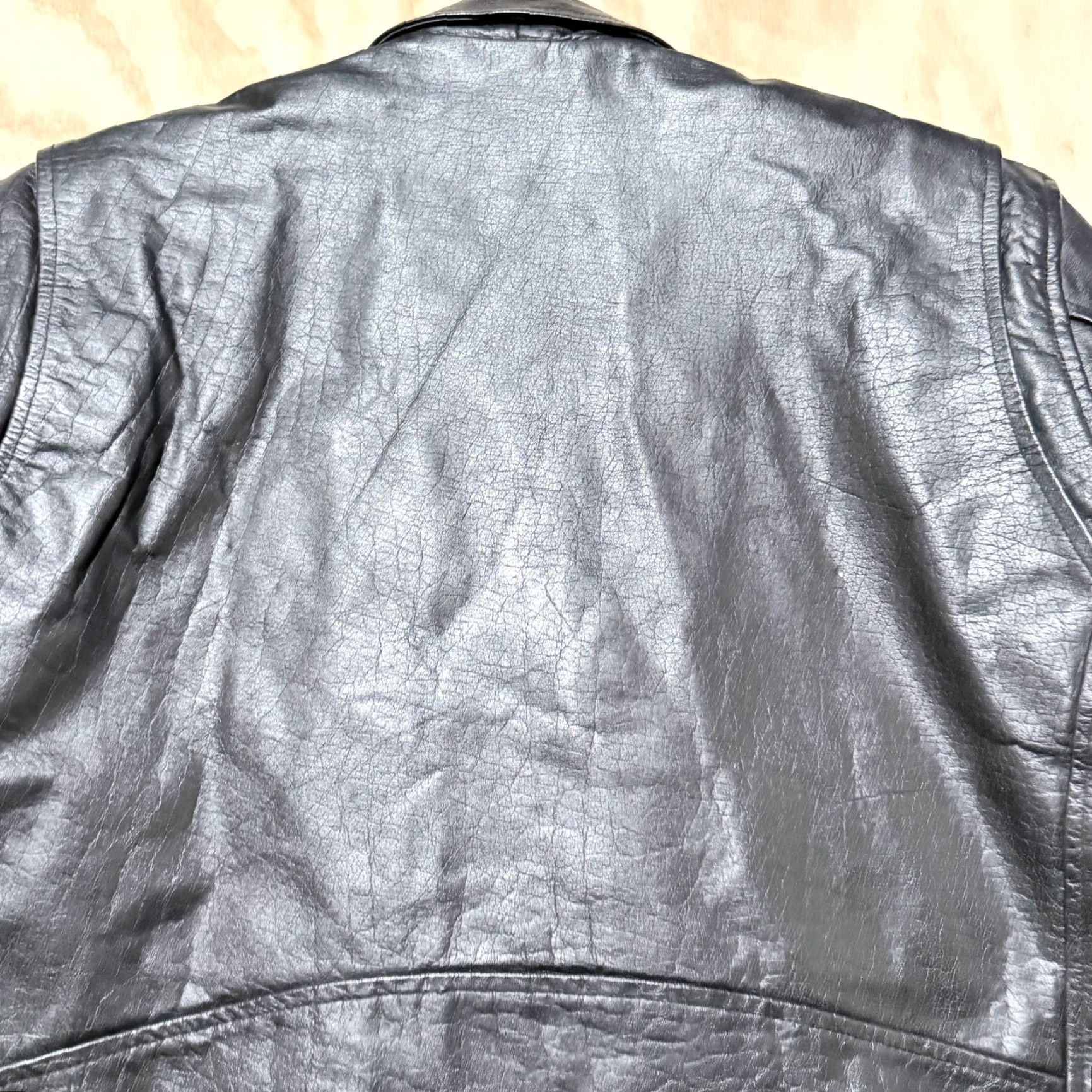 Vintage VINTAGE Bonus Italian Fashion Black Leather Biker Jacket with Zipper Pockets Men's Size 50 Size US M / EU 48-50 / 2 - 4 Thumbnail