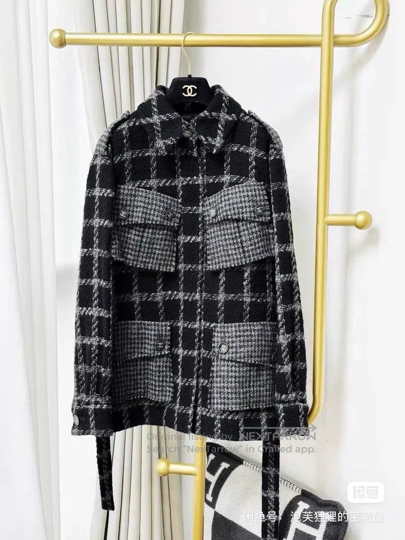Chanel Chanel Black and gray plaid four-pocket wool stitching sta Size XS / US 0-2 / IT 36-38 - 1 Thumbnail