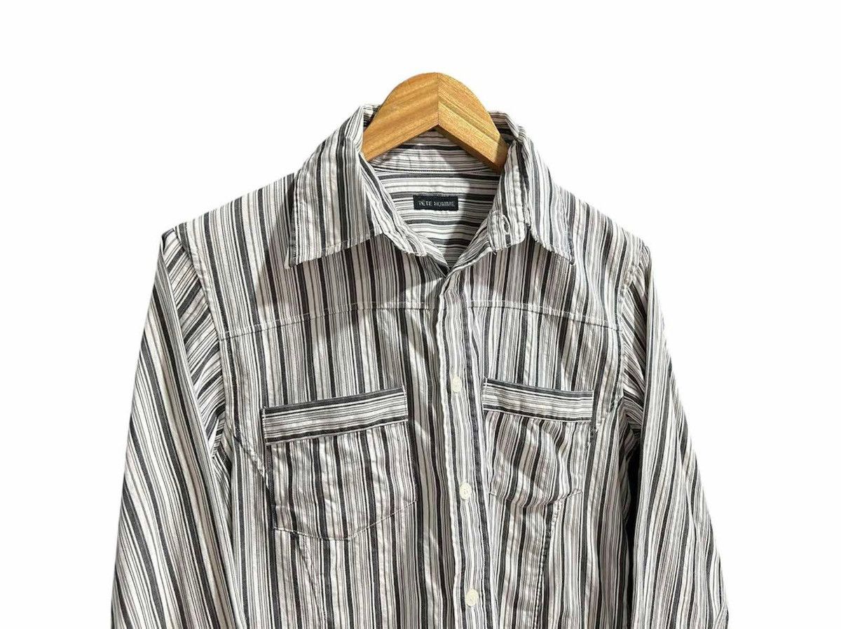 Issey Miyake × Japanese Brand × Tete Homme 🔥Vintage Tete Homme By Issey Miyake Striped Shirt Size US M / EU 48-50 / 2 - 6 Thumbnail