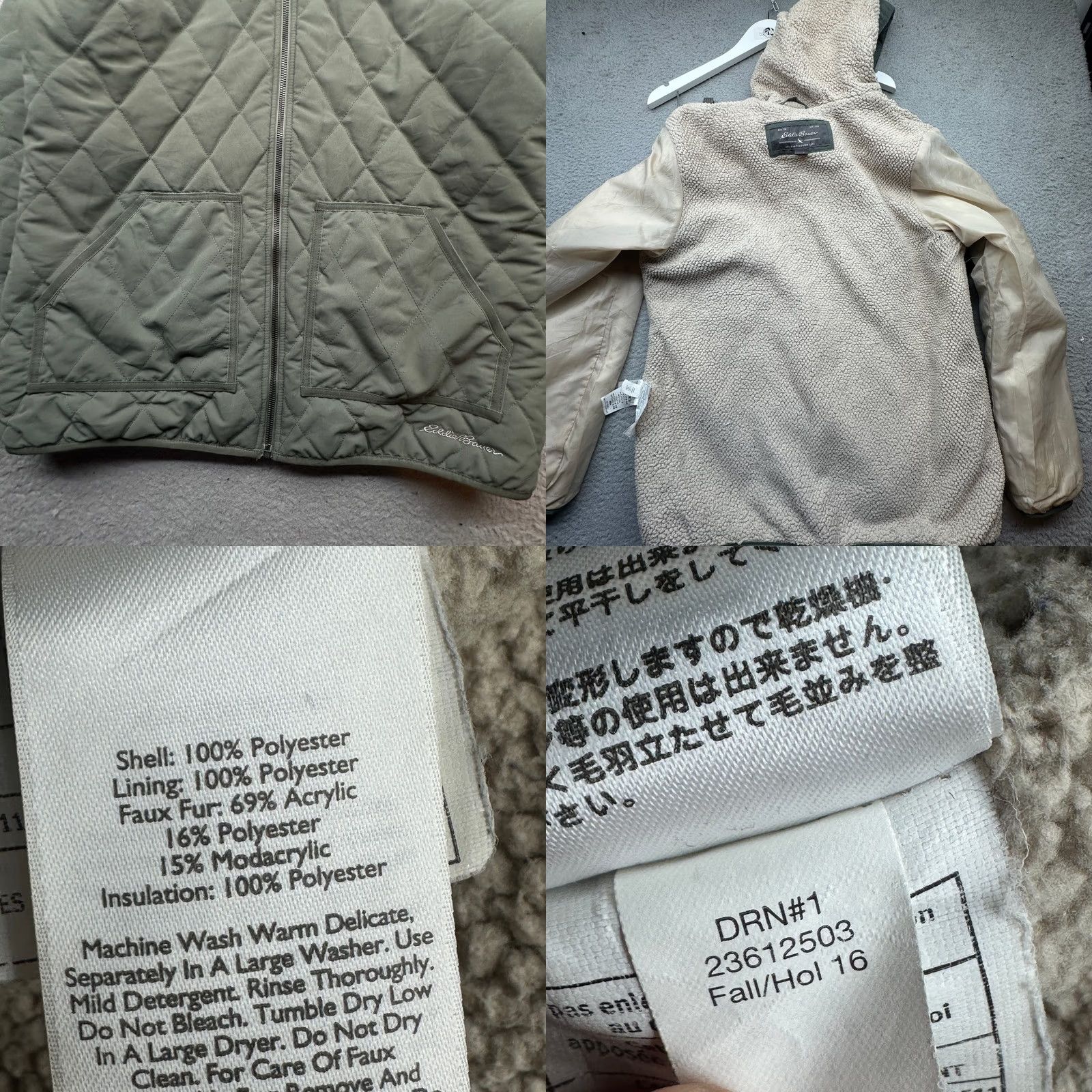 Eddie Bauer Eddie Bauer Diamond Quilted Fleece Lined Jacket Womens Large Hooded Green Jacket Size L / US 10 / IT 46 - 8 Thumbnail