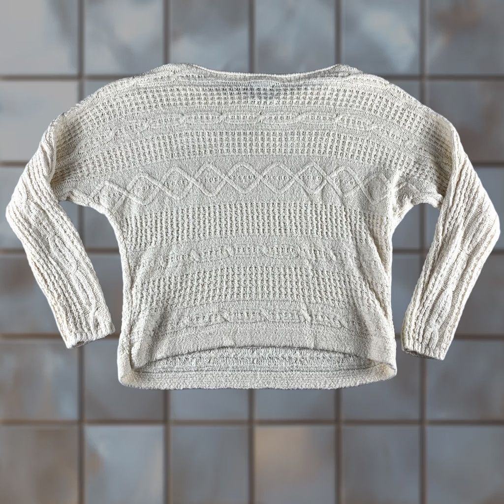 Abercrombie & Fitch VINTAGE ABERCROMBIE & FITCH SWEATER Womens MED Open Knit Cream Dolman Sleeve Cotton Blend Size M / US 6-8 / IT 42-44 - 1 Thumbnail