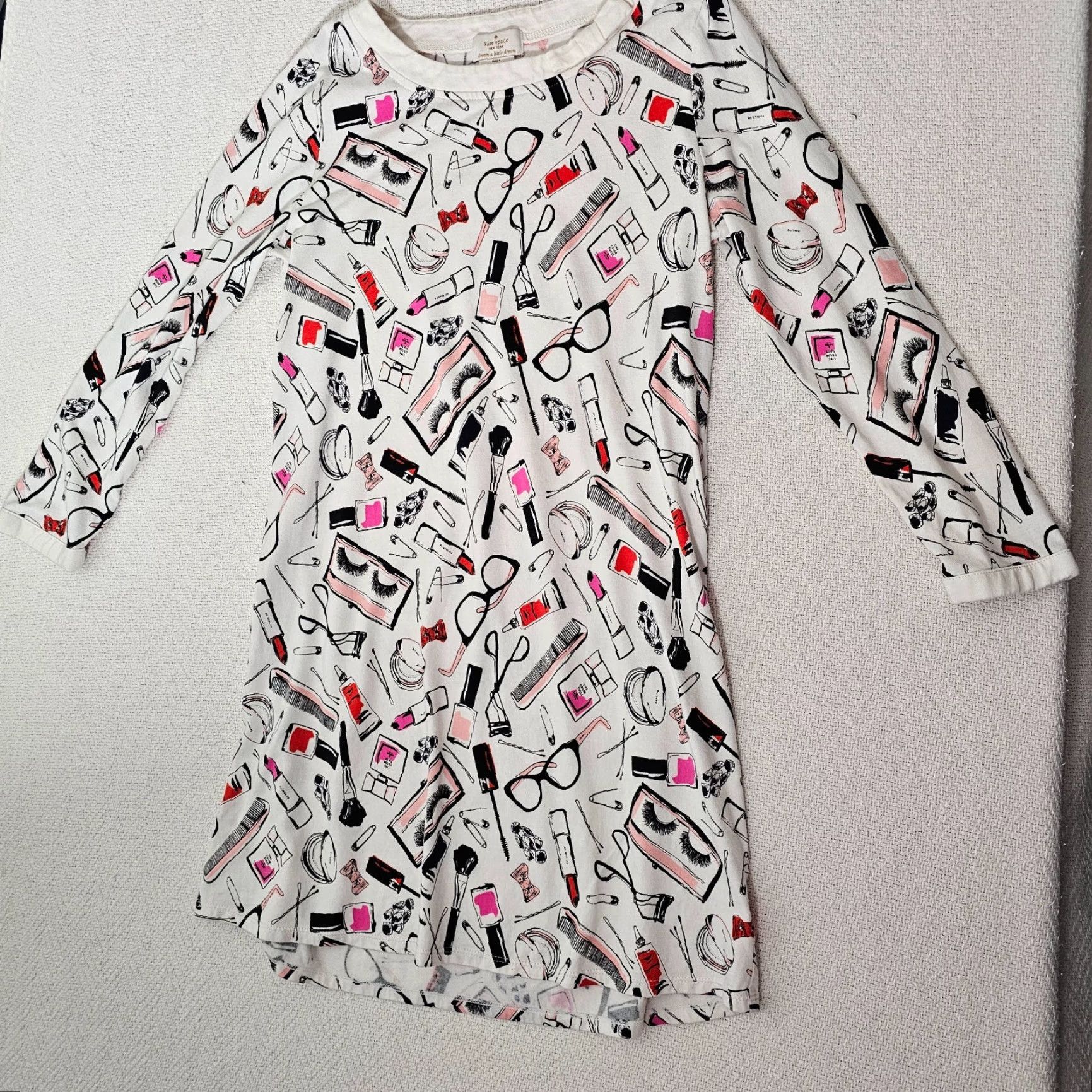 Vintage Kate Spade New York Pink White Cosmetics Print Cotton Night Sleep Shirt Size S Size S / US 4 / IT 40 - 6 Thumbnail