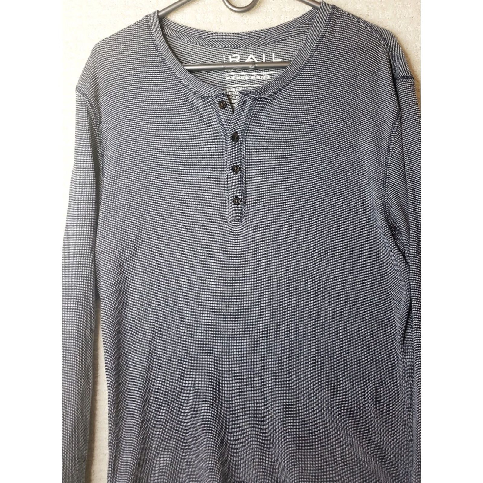 Vintage The Rail Henley Shirt Men's M Blue Long Sleeve Waffle Knit Lightweight Soft Size US M / EU 48-50 / 2 - 2 Thumbnail