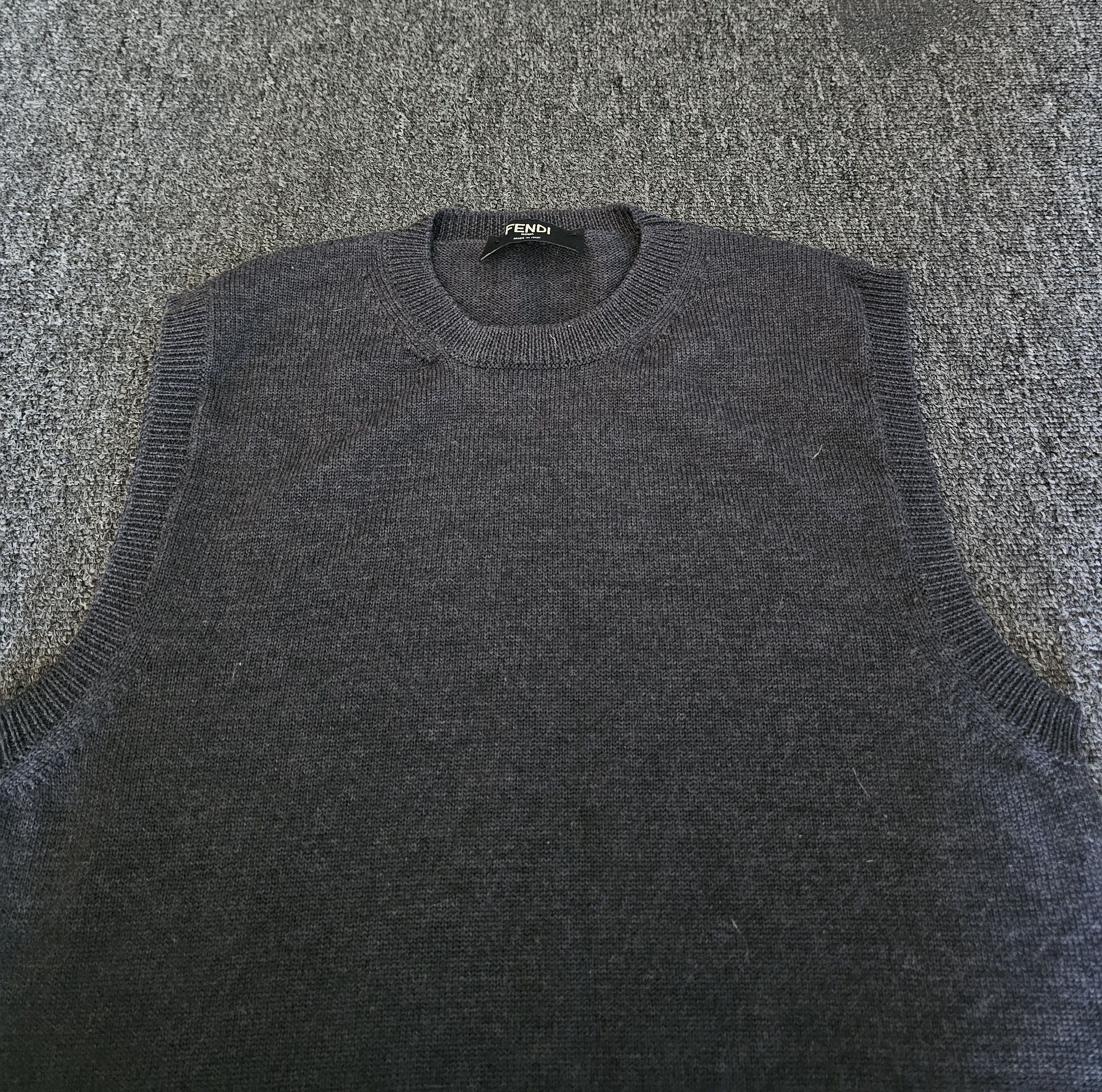 Fendi Fendi Men's Gray Sleeveless Wool Sweater Size 48 Size US M / EU 48-50 / 2 - 2 Thumbnail
