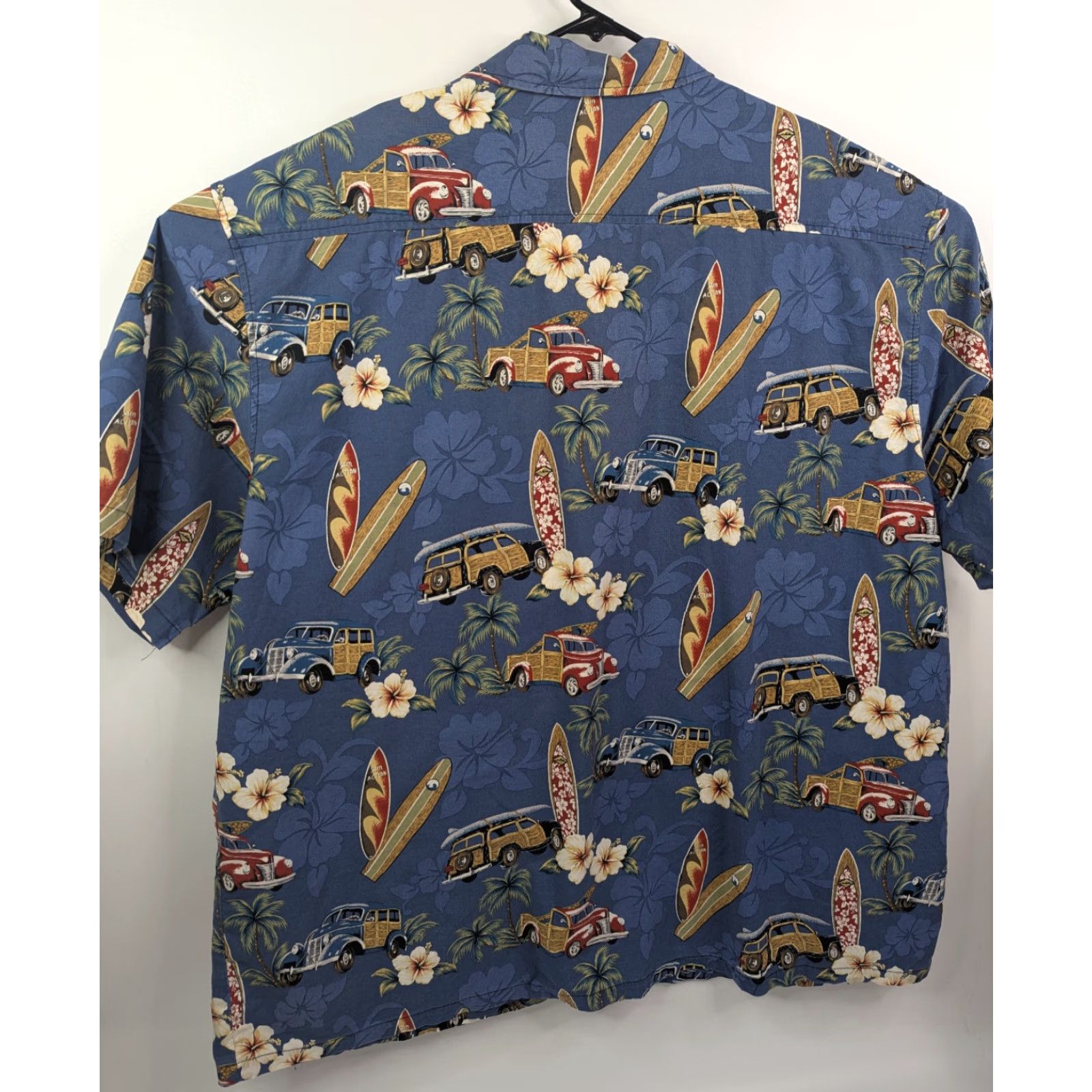 ALOHAS VINTAGE Reebesse Hawaiian Button Up Shirt Men 5XL Aloha Surf Floral Blue Cotton Short Sleeve Button-Down Size US XXL / EU 58 / 5 - 2 Thumbnail